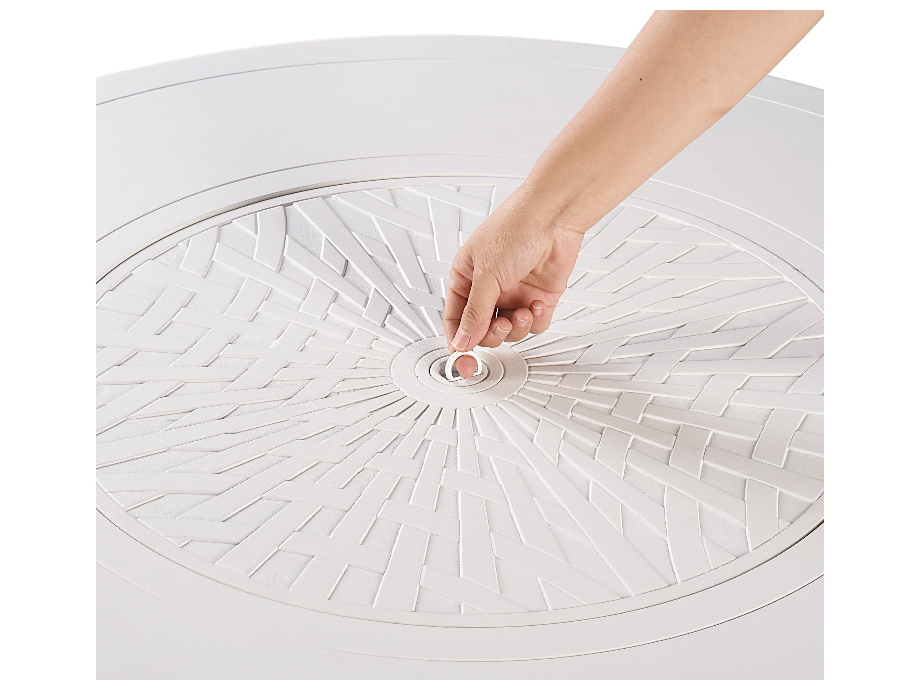 Oakland Living Round Aluminum Propane Outdoor Patio Fire Pit Table with Glass Beads