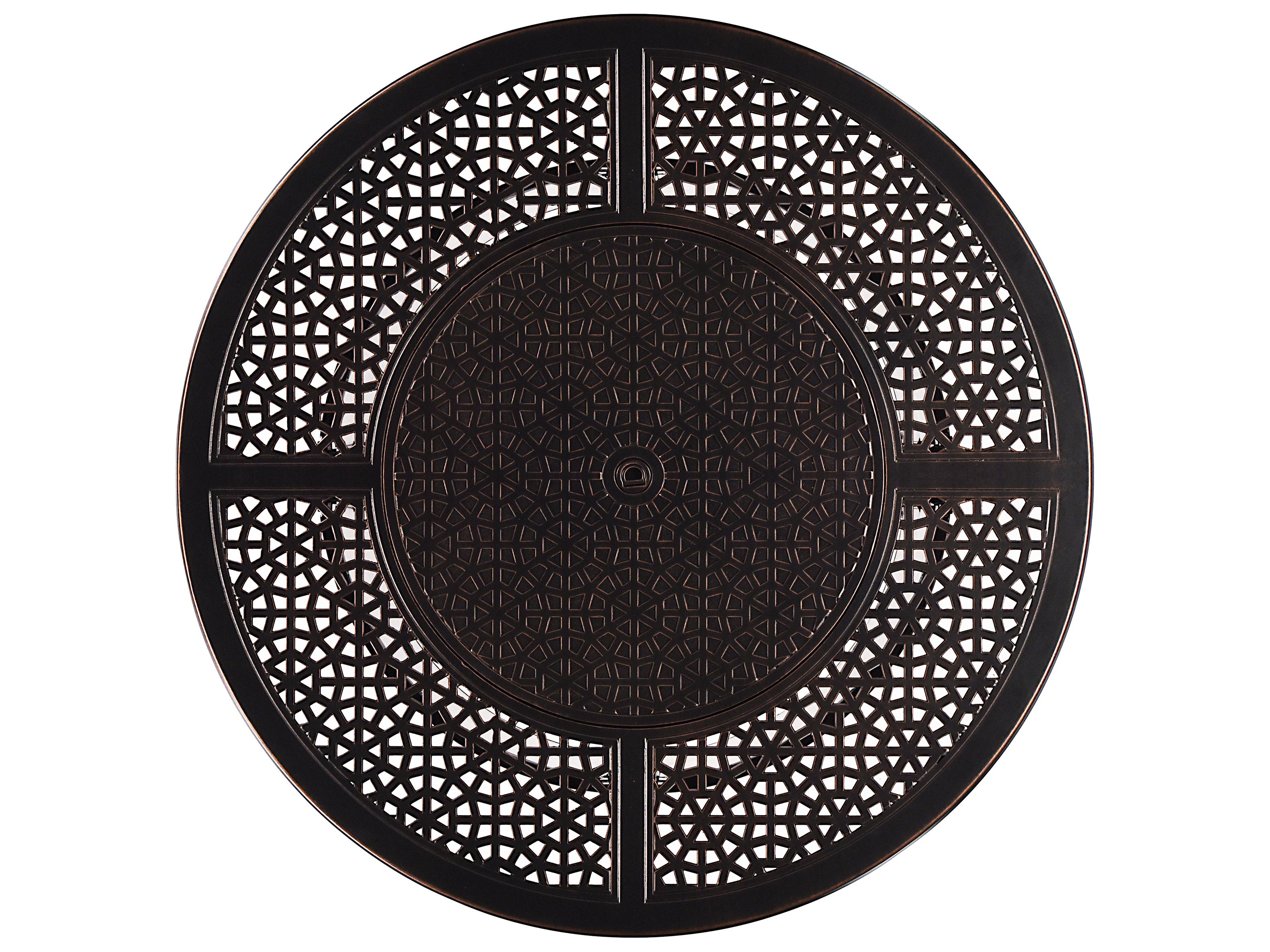 Oakland Living Aluminum Round Propane Patio Fire Pit Table with Fire Beads