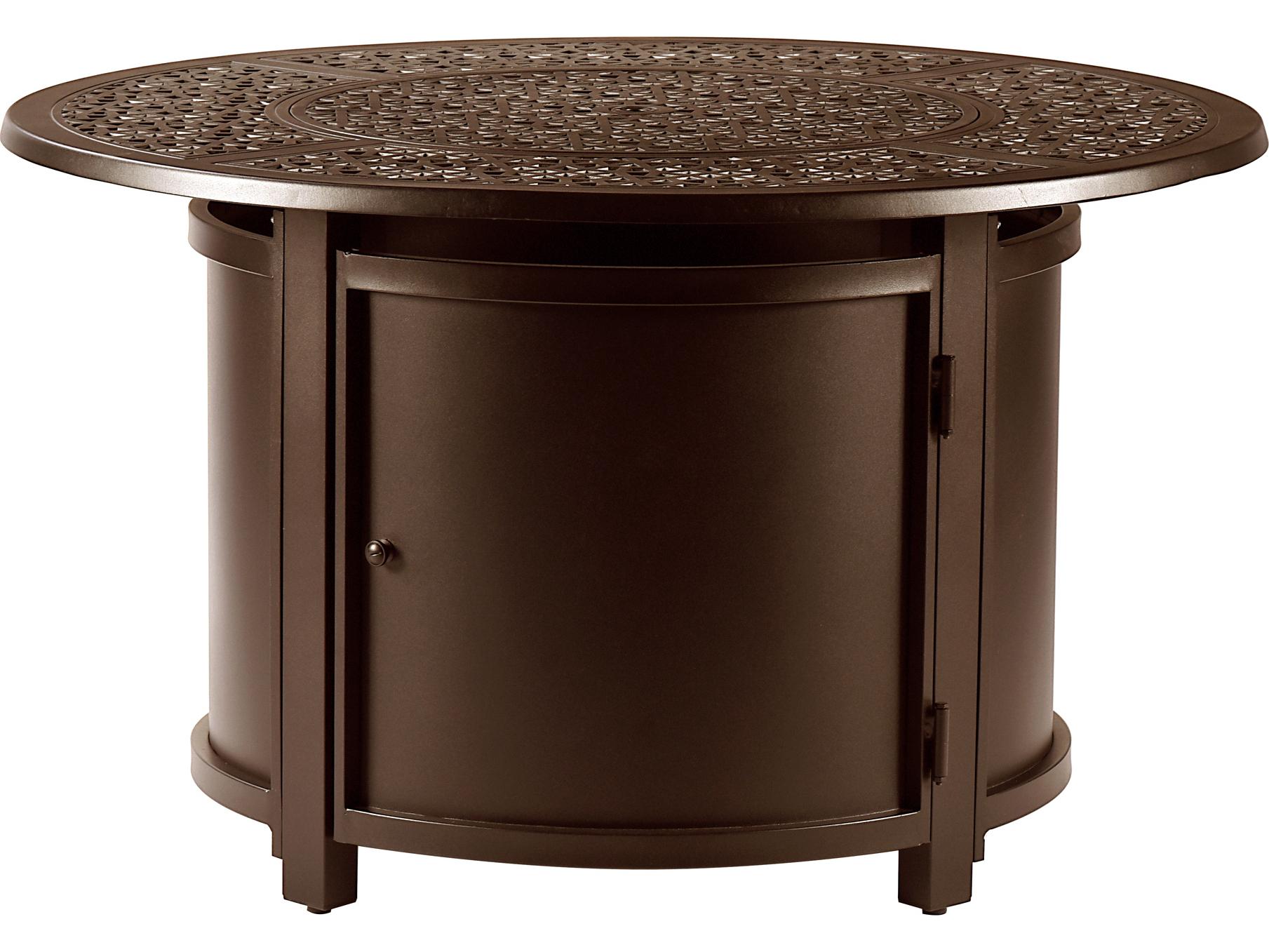 Oakland Living Round Aluminum Propane Outdoor Fire Pit Table with Glass Beads