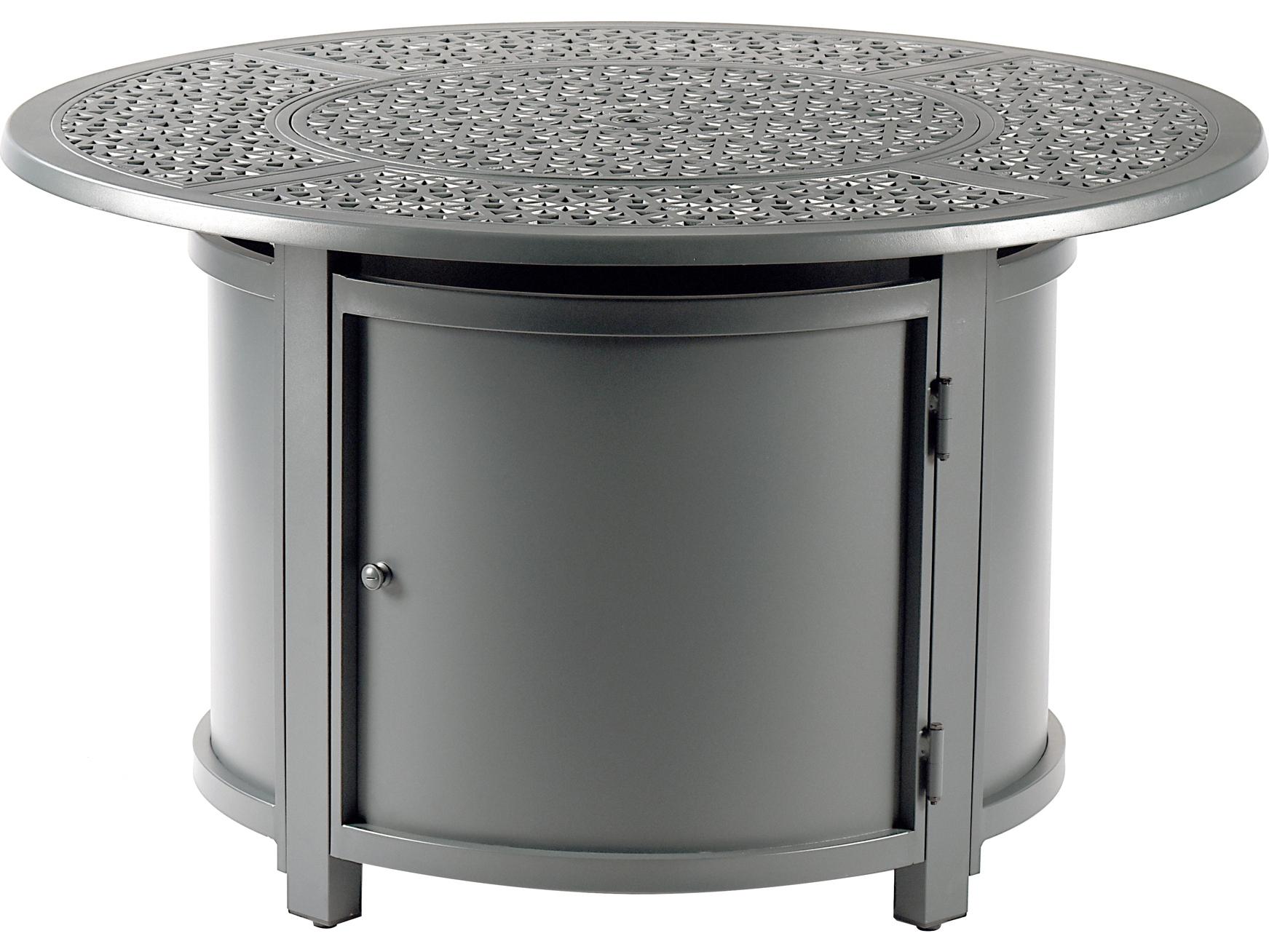 Oakland Living Round Aluminum Propane Outdoor Patio Fire Pit Table with Glass Beads