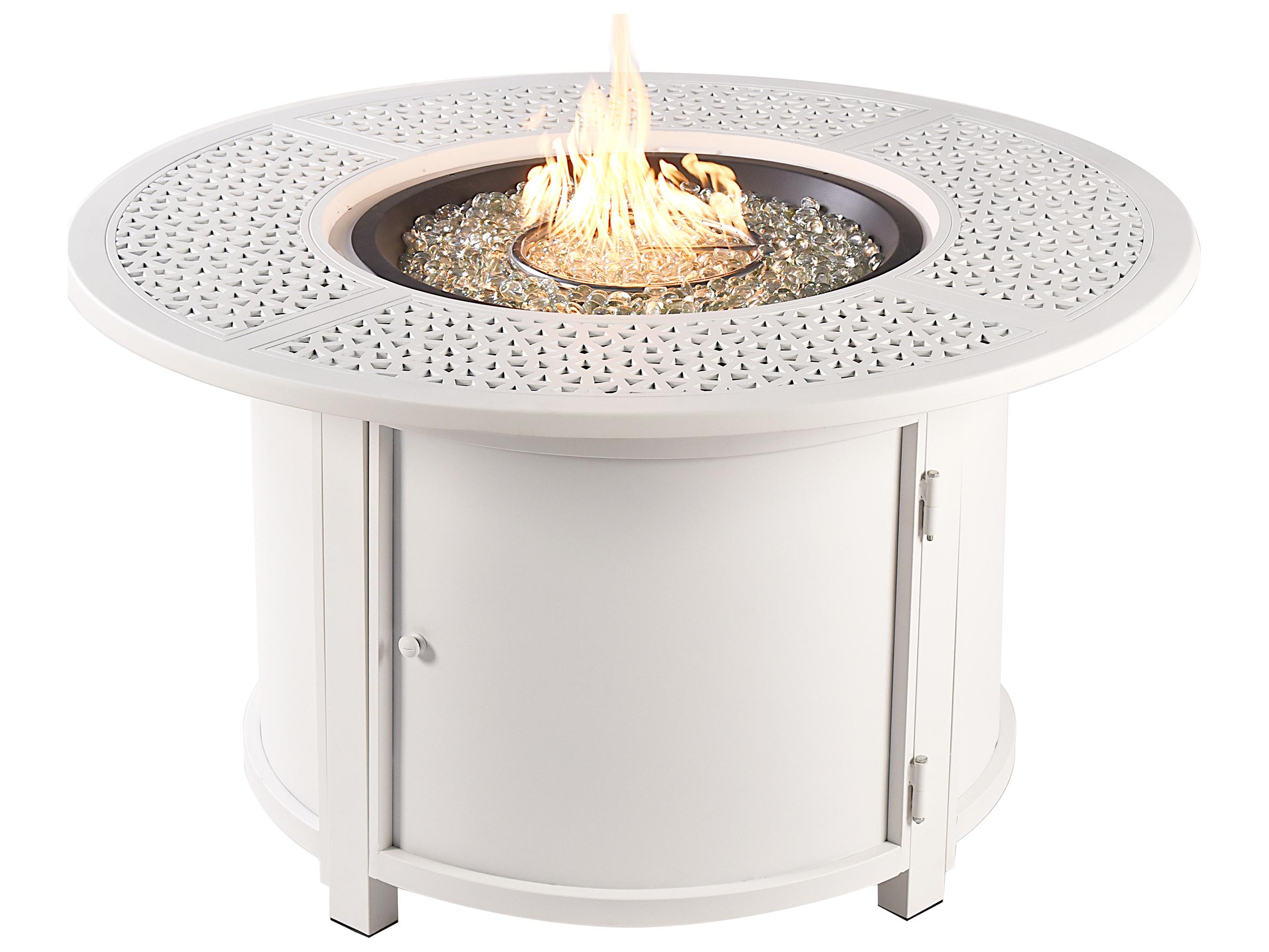 Oakland Living Round Aluminum Propane Patio Fire Pit Table with Glass Beads