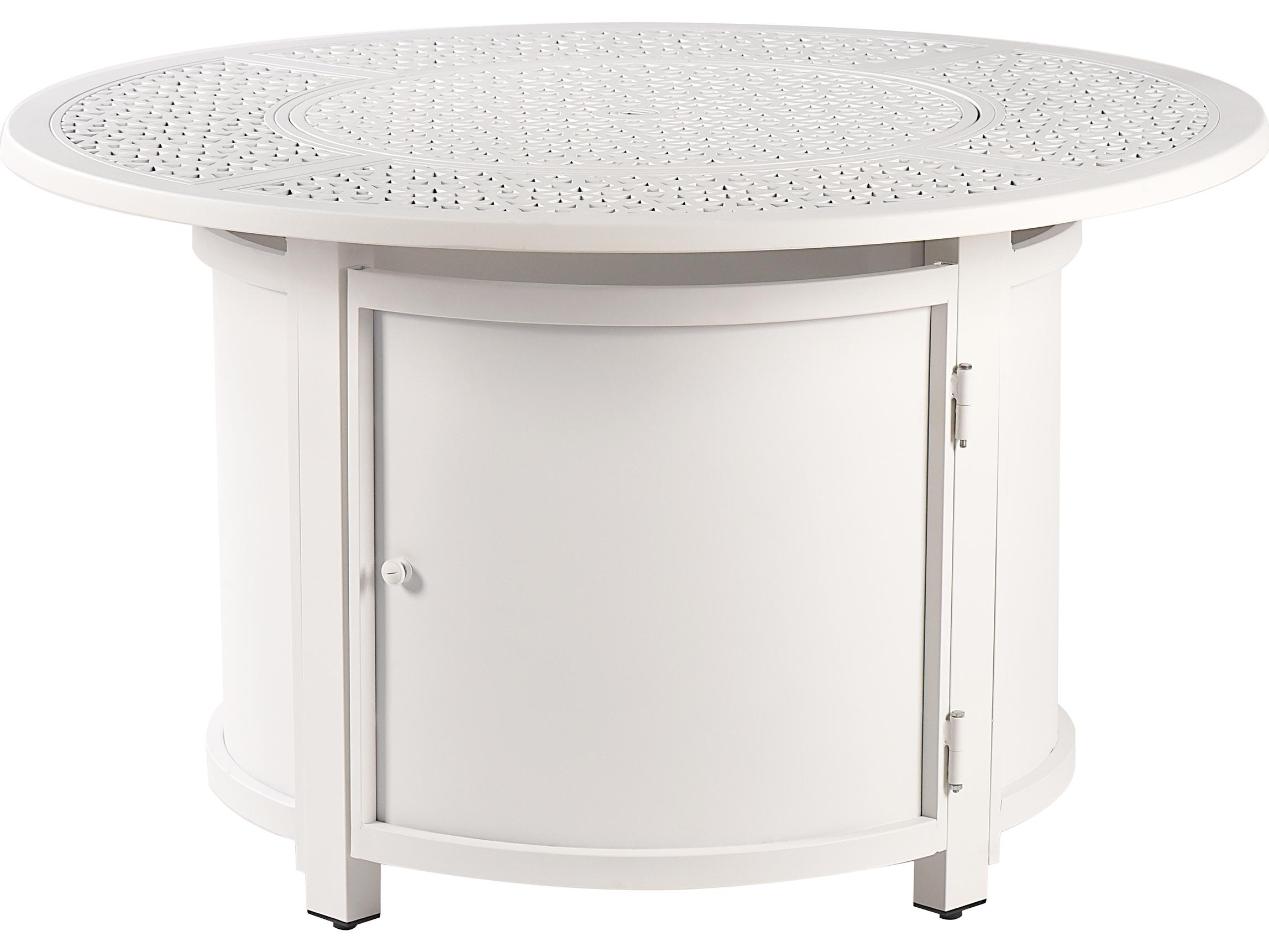 Oakland Living Round Aluminum Propane Patio Fire Pit Table with Glass Beads