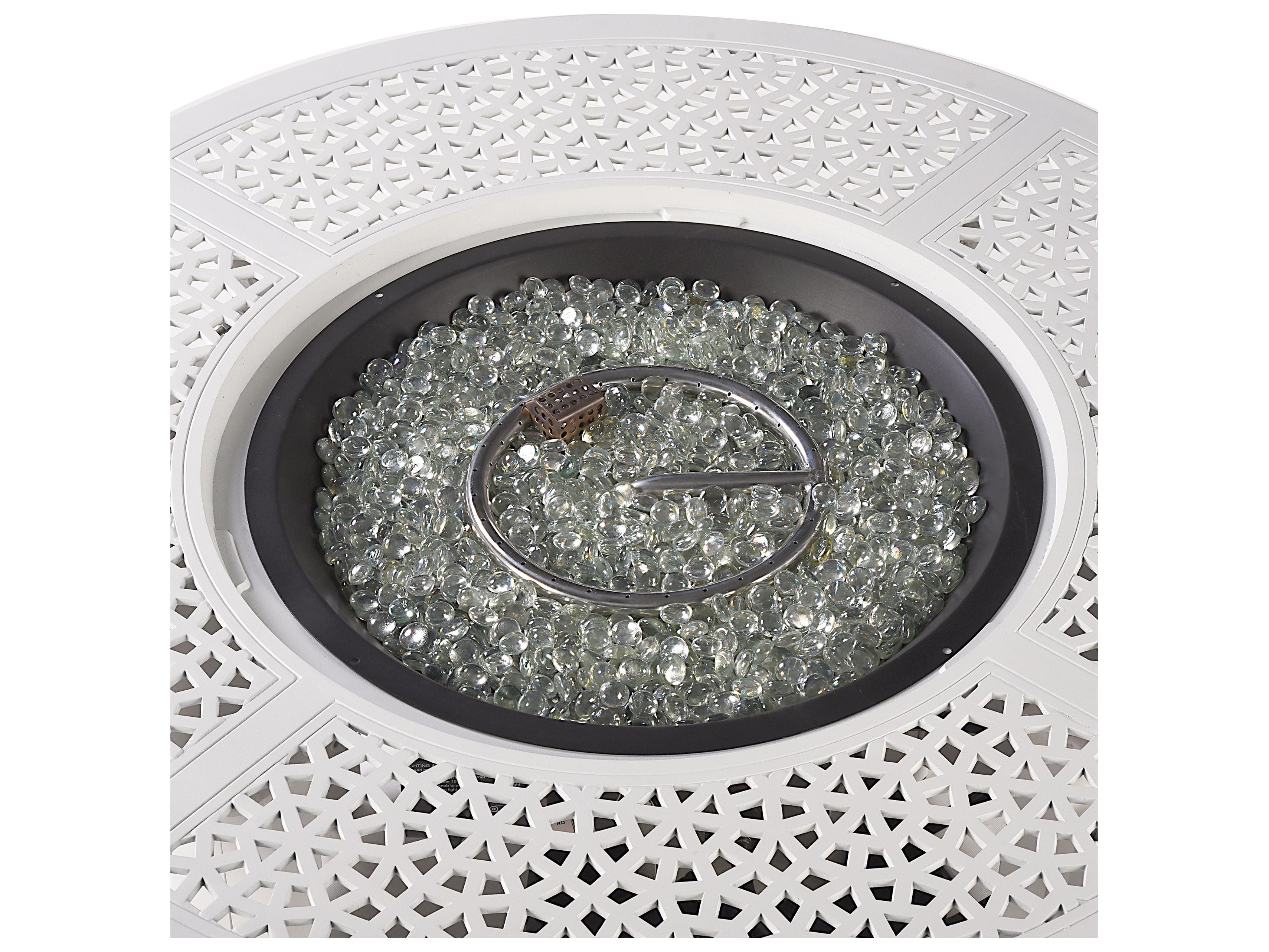 Oakland Living Round Aluminum Propane Patio Fire Pit Table with Glass Beads