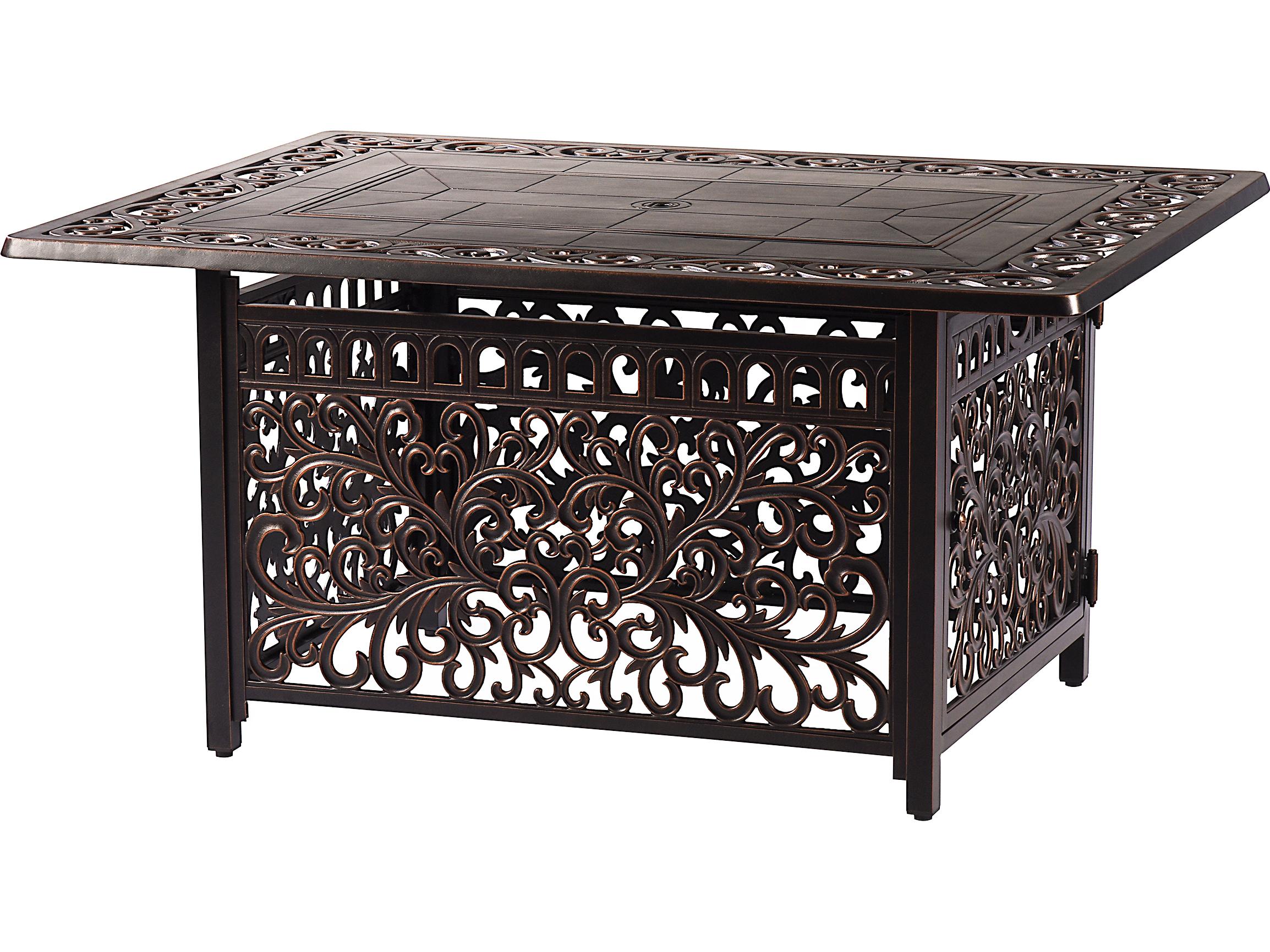 Oakland Living Aluminum 48'' Rectangular Antique Copper Fire Pit Table Set