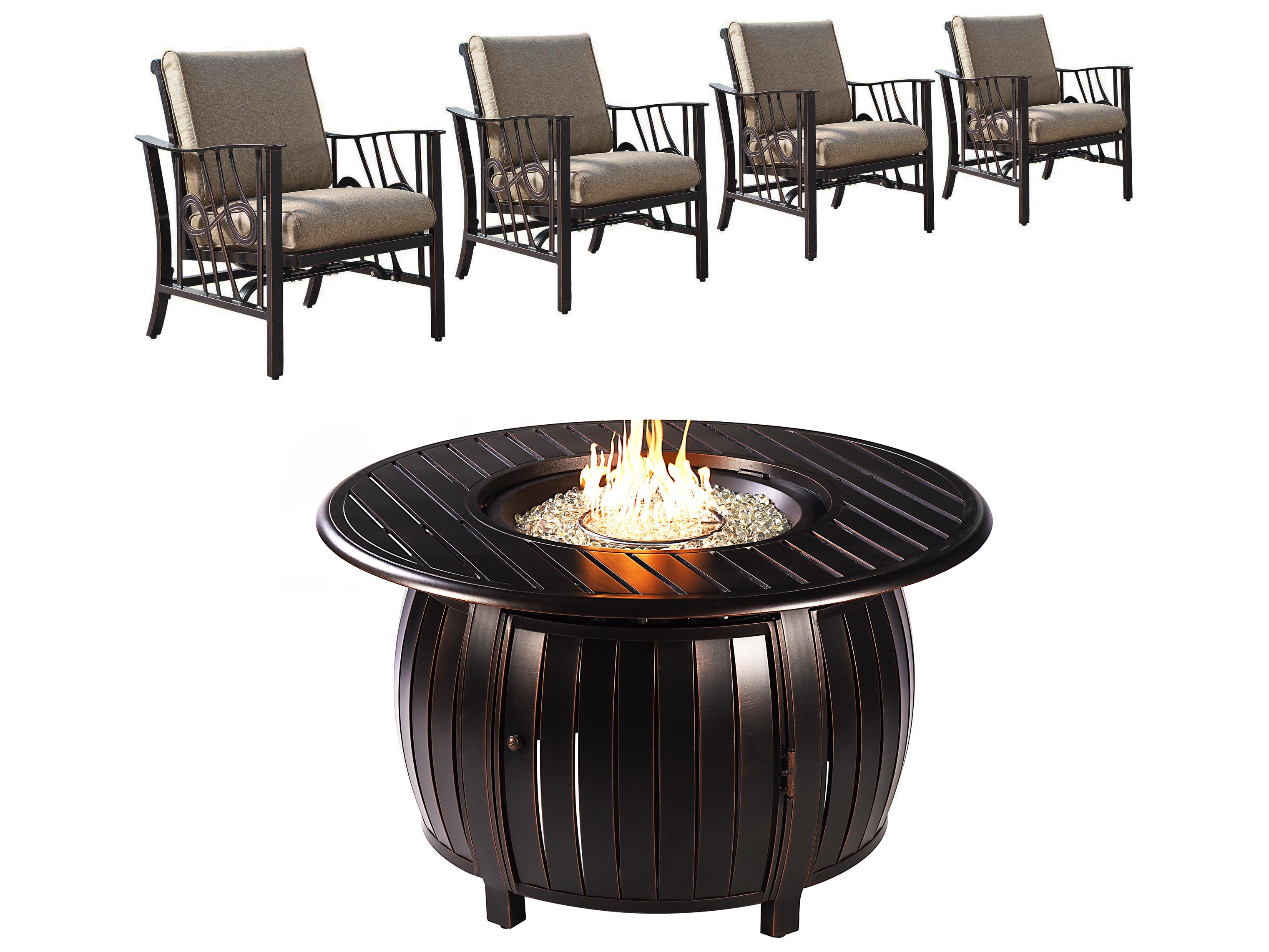 Oakland Living Aluminum 44'' Round Antique Copper Fire Pit Table Set