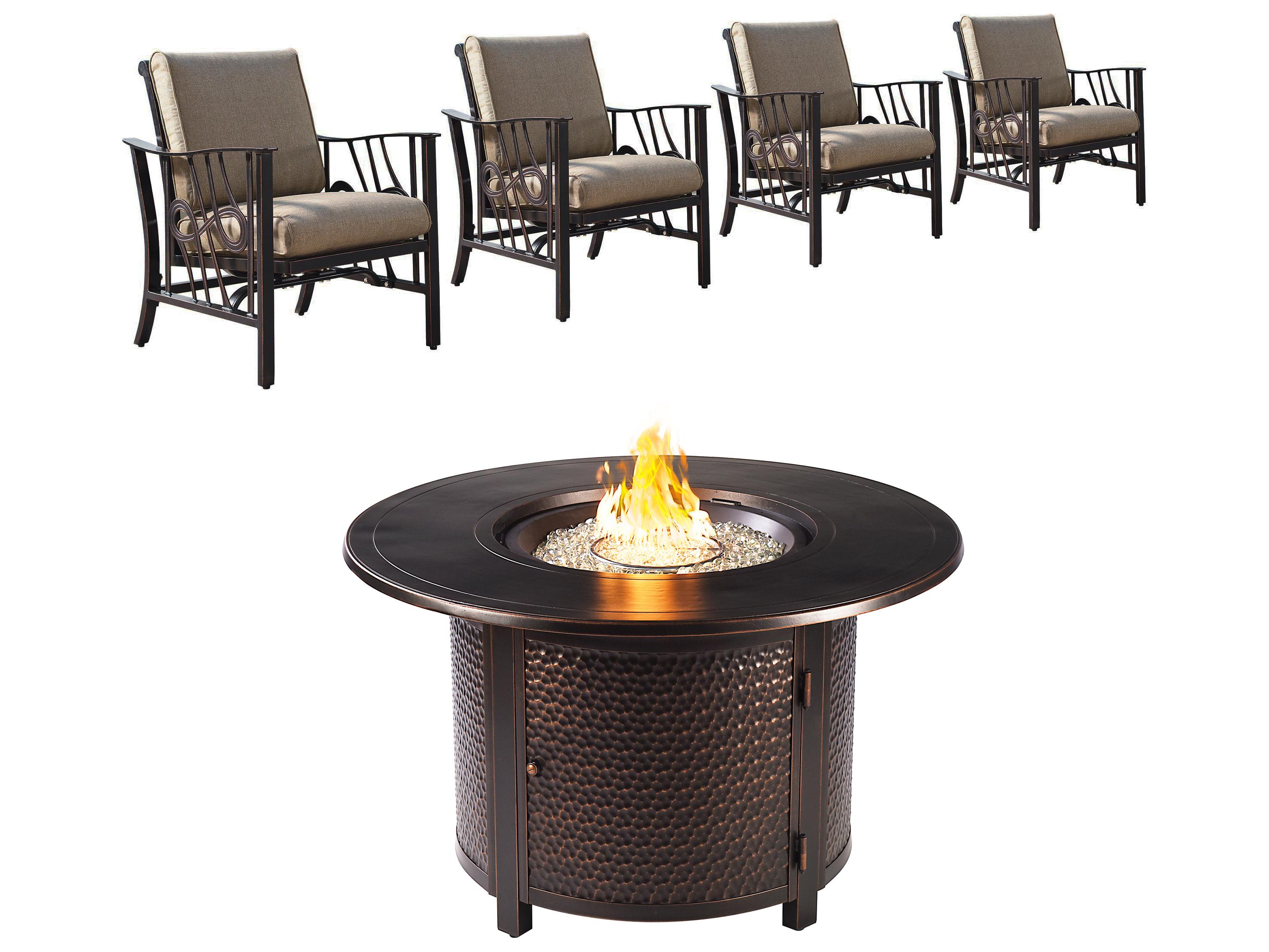 Oakland Living Aluminum 44'' Round Antique Copper Fire Pit Table Set