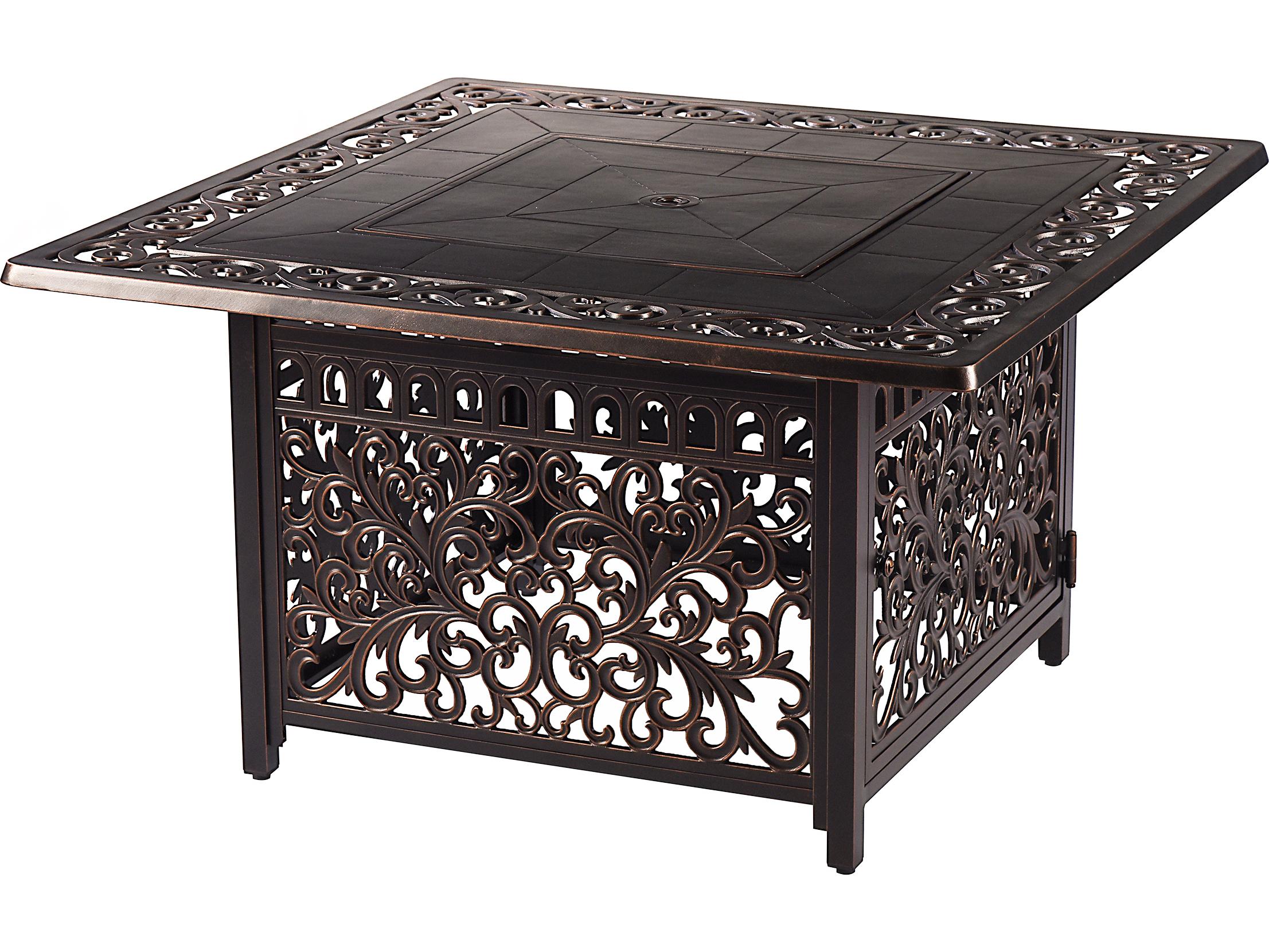 Oakland Living Aluminum 42'' Square Antique Copper Fire Pit Table Set