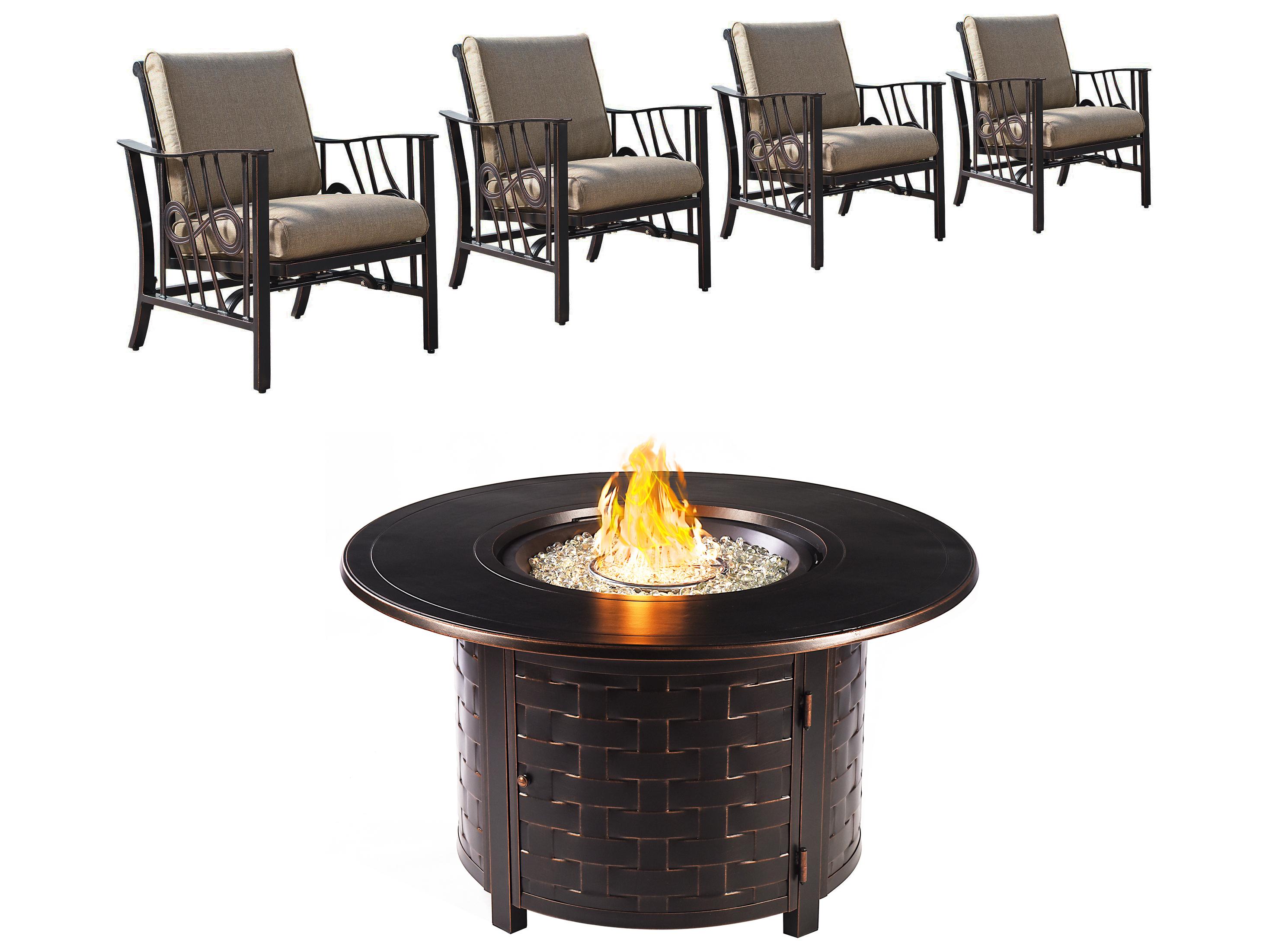 Oakland Living Aluminum 44'' Round Antique Copper Fire Pit Table Set