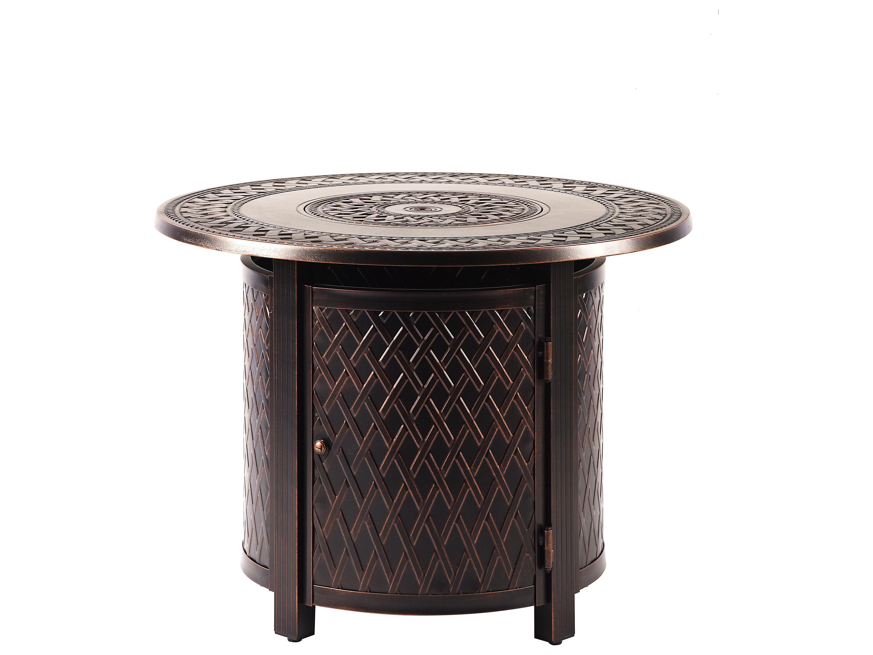 Oakland Living Aluminum 34'' Round Antique Copper Fire Pit Table Set