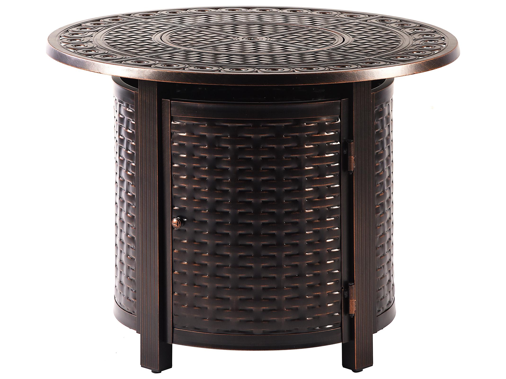 Oakland Living Aluminum 34'' Round Antique Copper Fire Pit Table Set