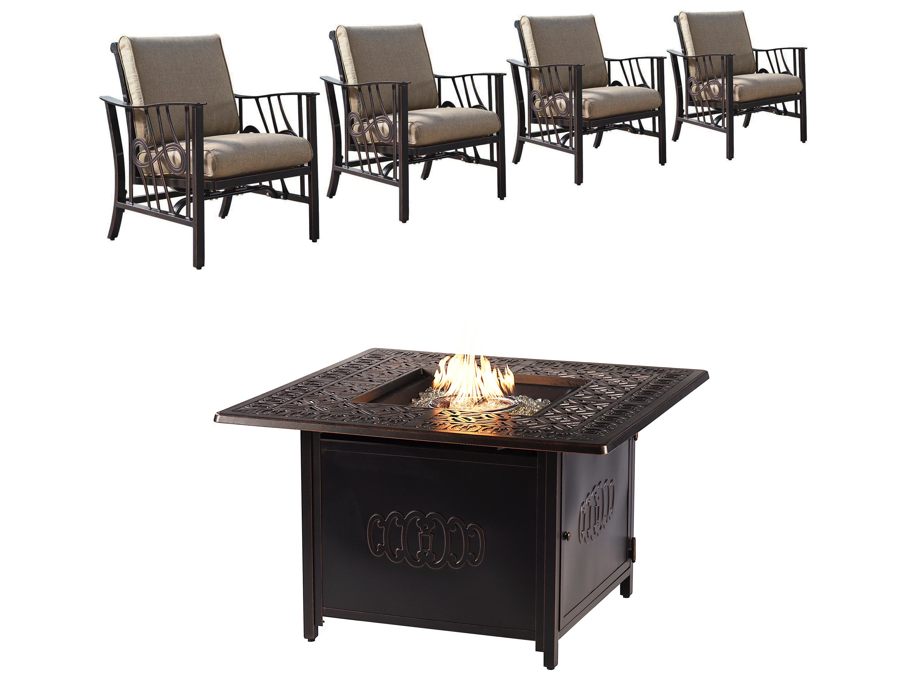 Oakland Living Aluminum 42'' Square Antique Copper Fire Pit Table Set
