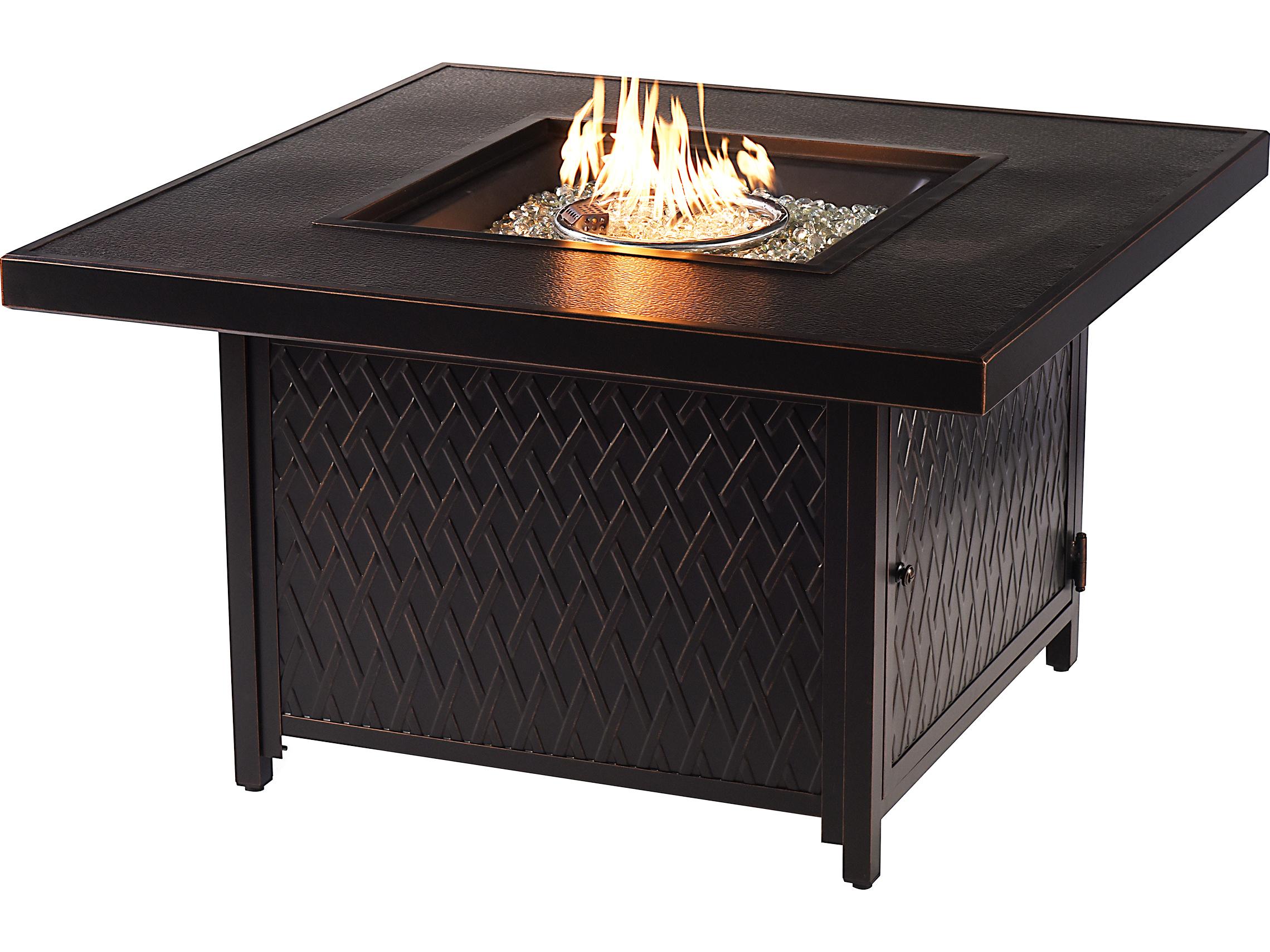 Oakland Living Square Aluminum Propane Outdoor Patio Fire Pit Table with Glass Beads