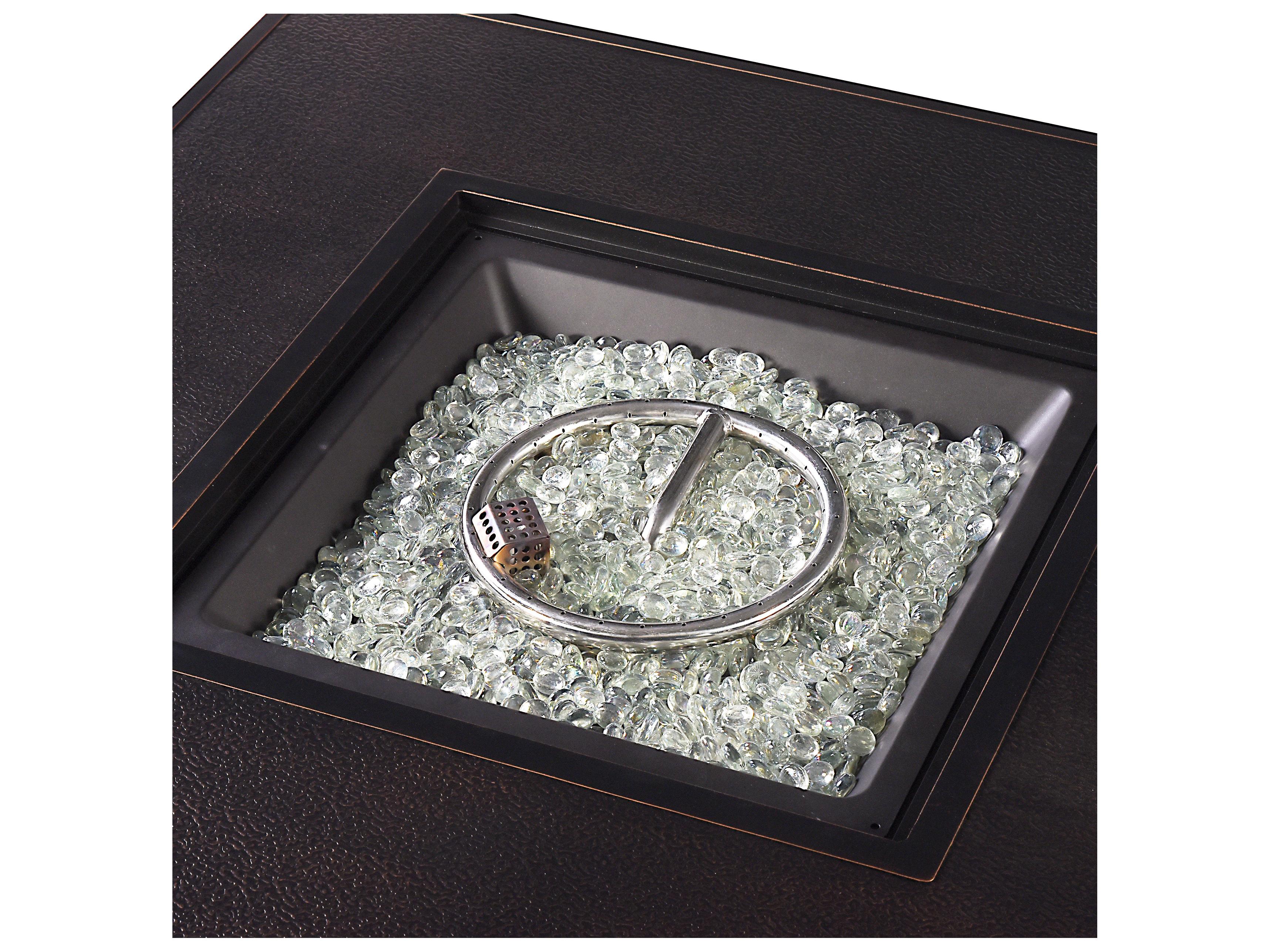 Oakland Living Square Aluminum Propane Outdoor Patio Fire Pit Table with Glass Beads