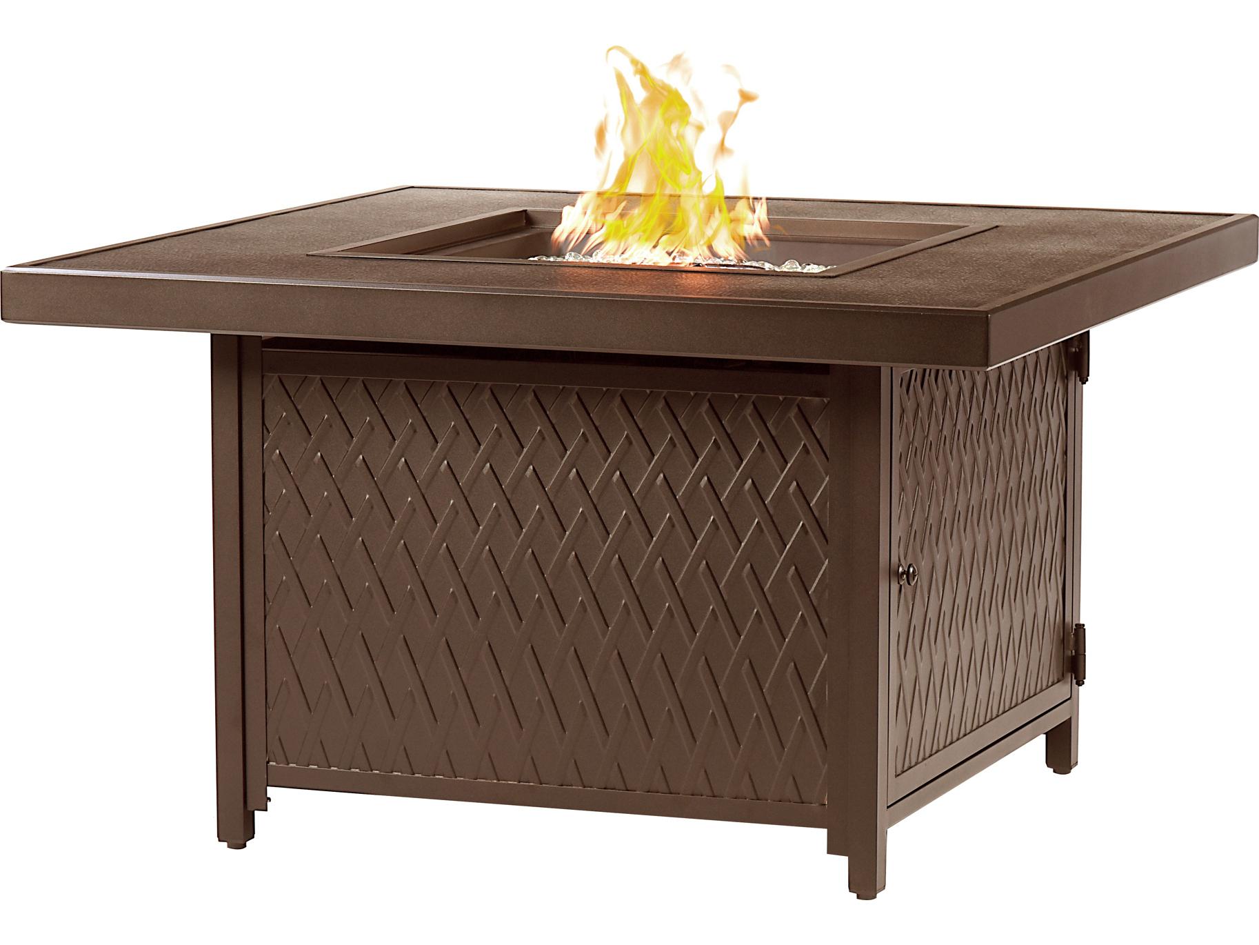 Oakland Living Square Aluminum Propane Patio Fire Pit Table with Glass Beads