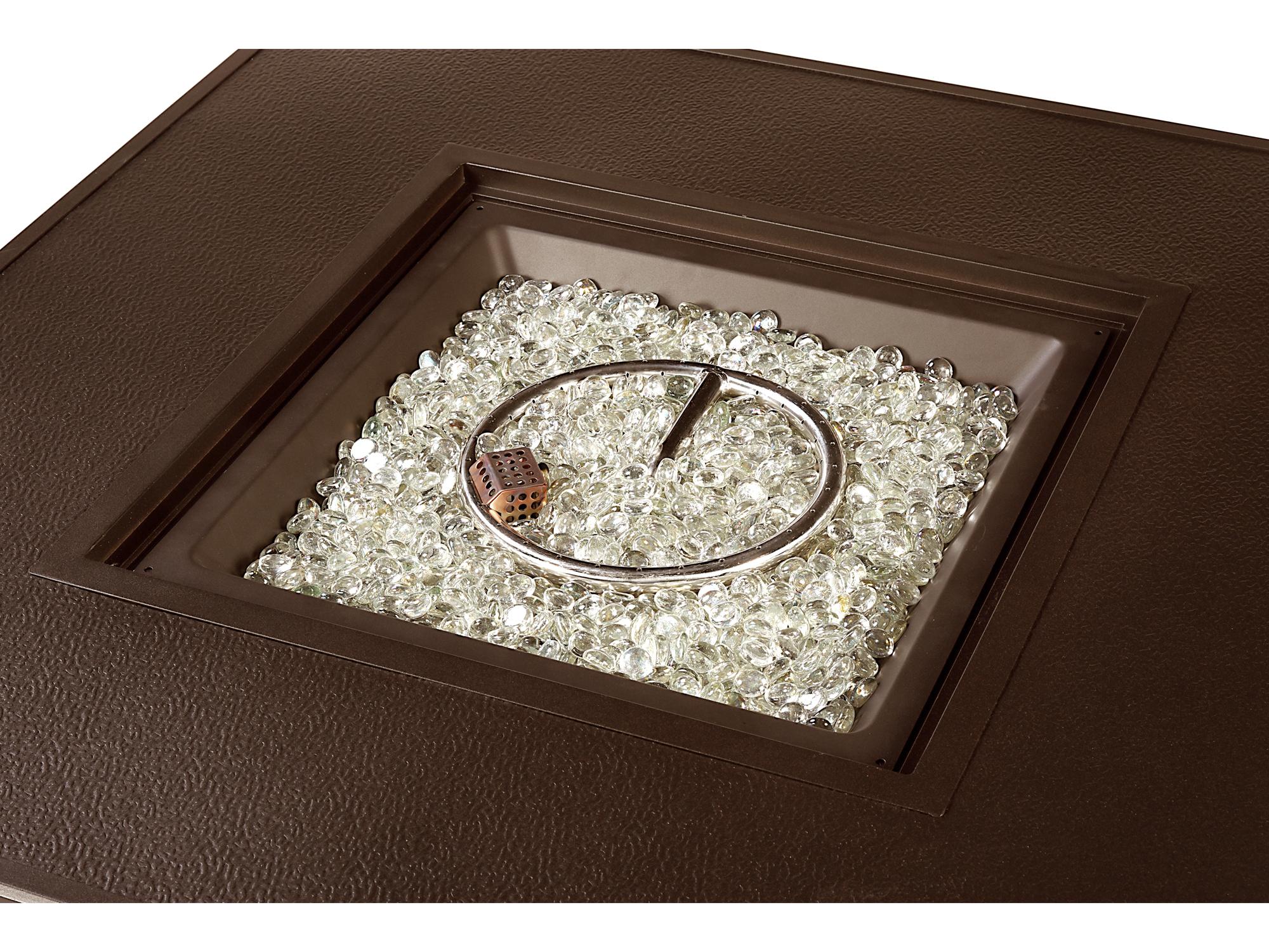 Oakland Living Square Aluminum Propane Patio Fire Pit Table with Glass Beads