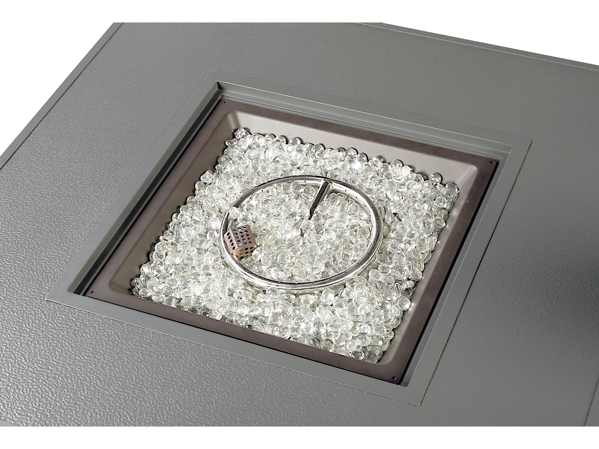 Oakland Living Square Aluminum Propane Outdoor Fire Pit Table with Glass Beads