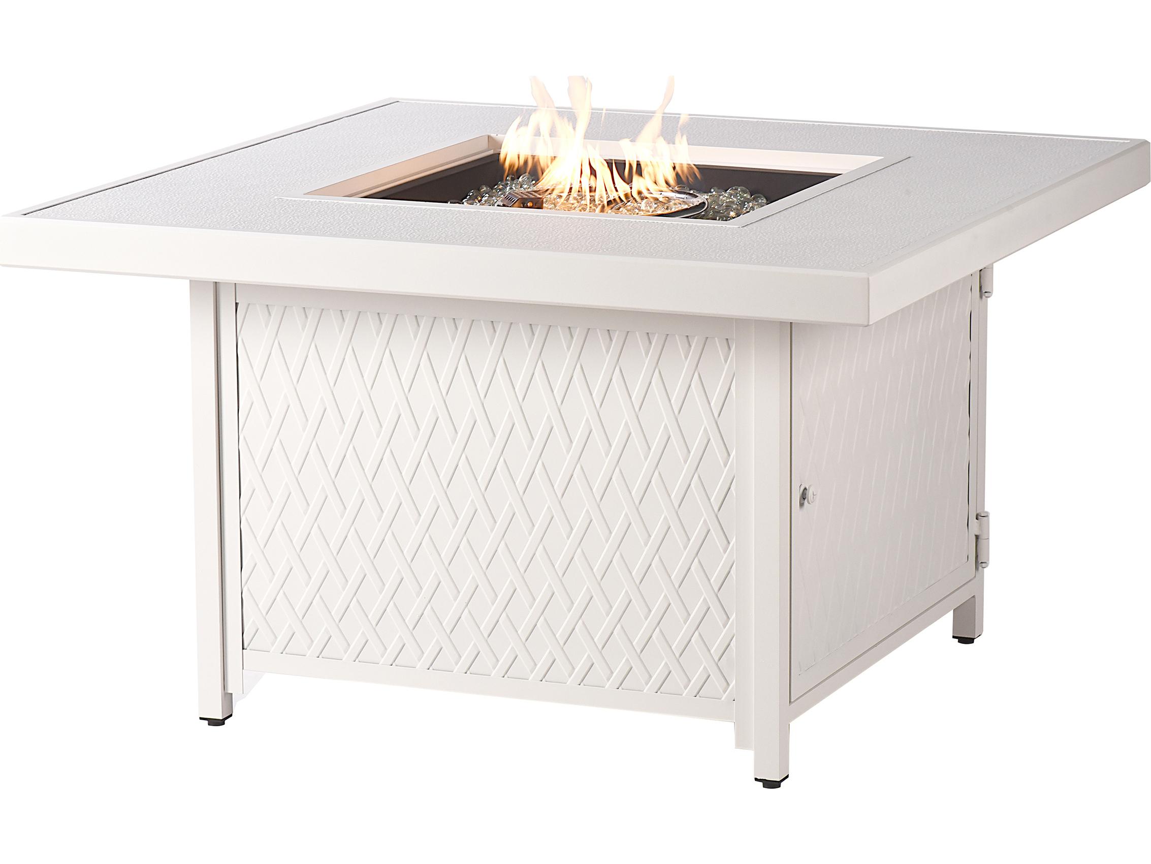 Oakland Living Square Aluminum Propane Outdoor Patio Fire Pit Table with Glass Beads