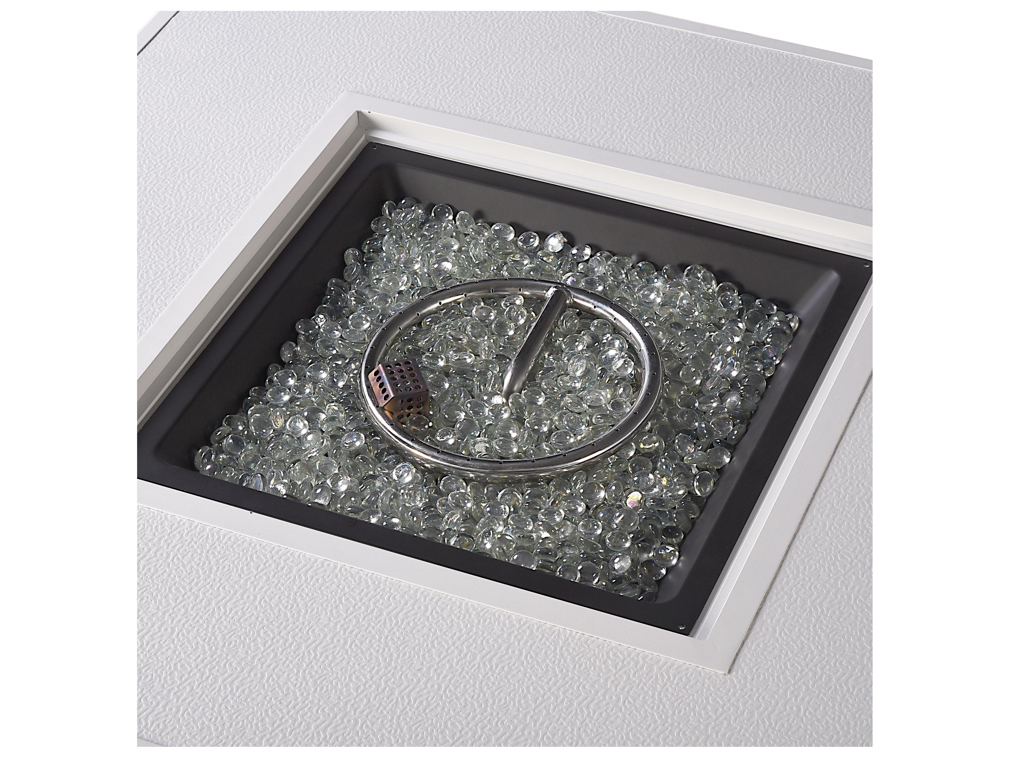 Oakland Living Square Aluminum Propane Outdoor Patio Fire Pit Table with Glass Beads