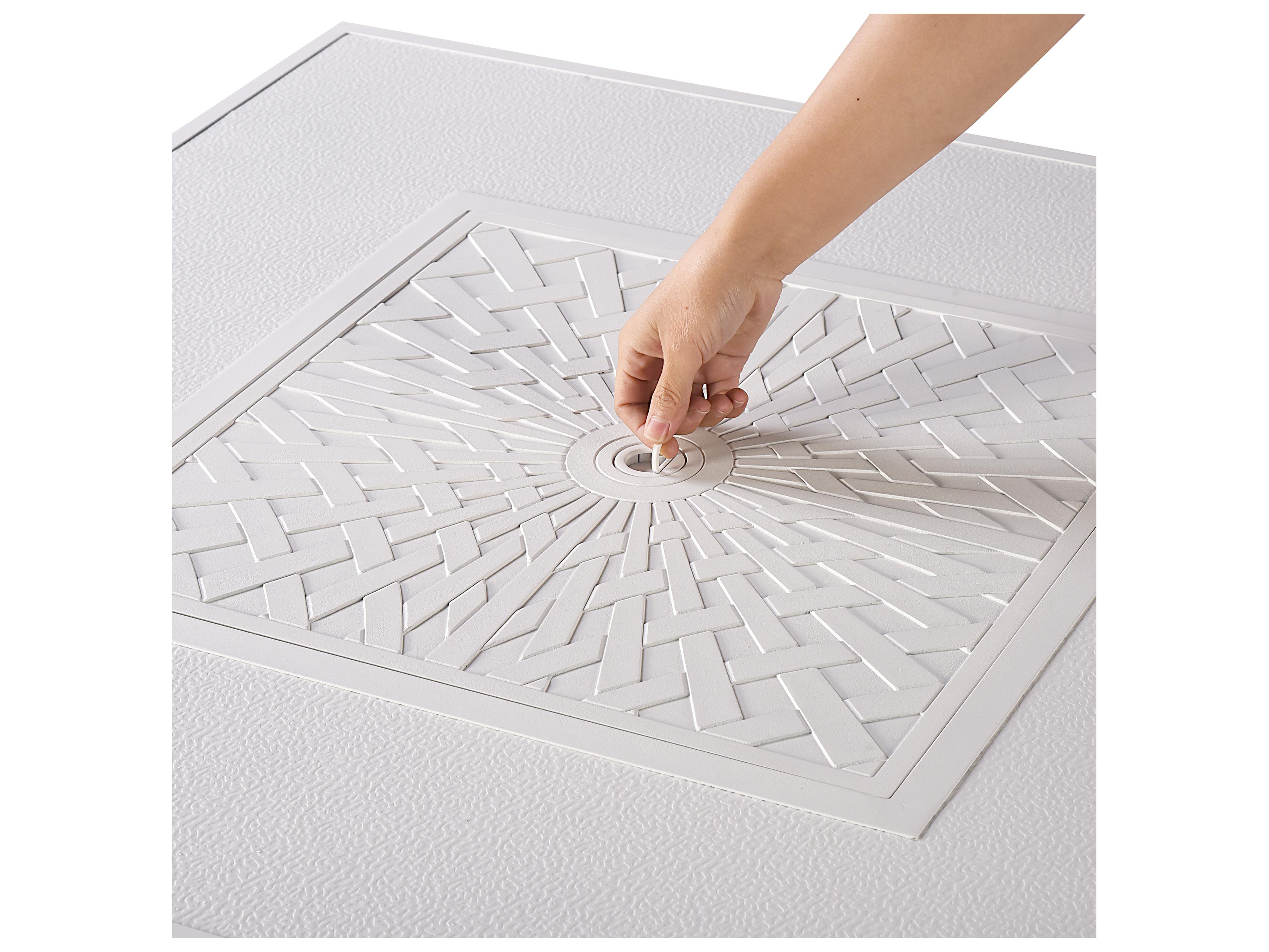 Oakland Living Square Aluminum Propane Outdoor Patio Fire Pit Table with Glass Beads