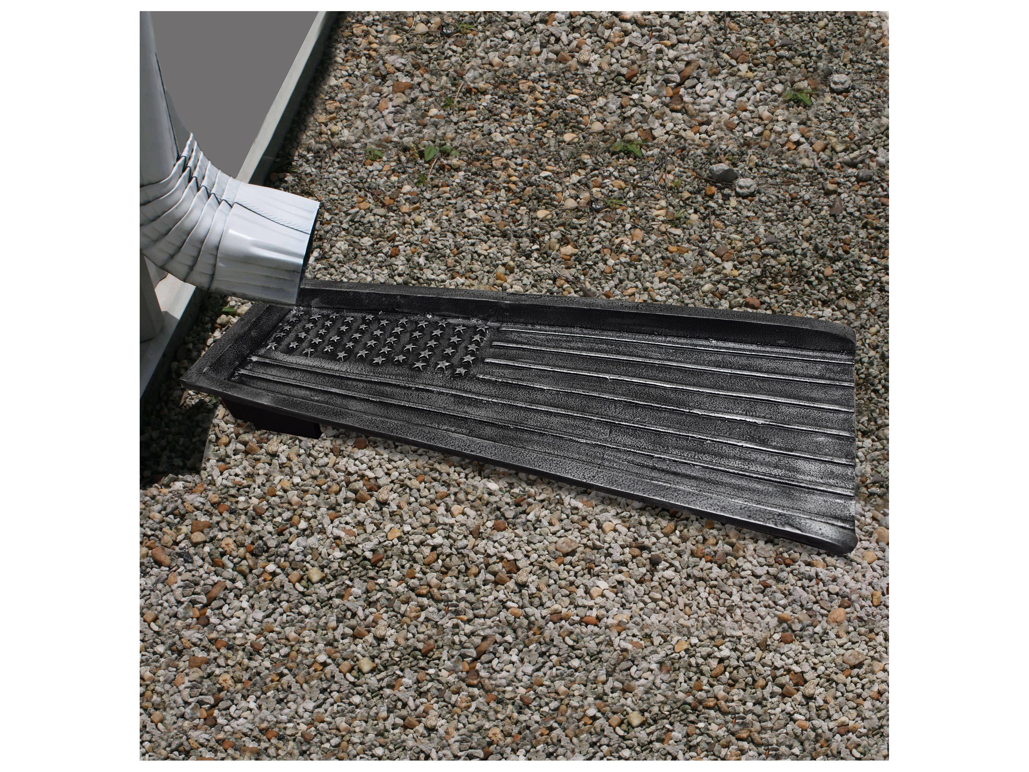 Oakland Living Silver USA Patriotic Flag Cast Aluminum Downspout Gutter 24'' Splash Block