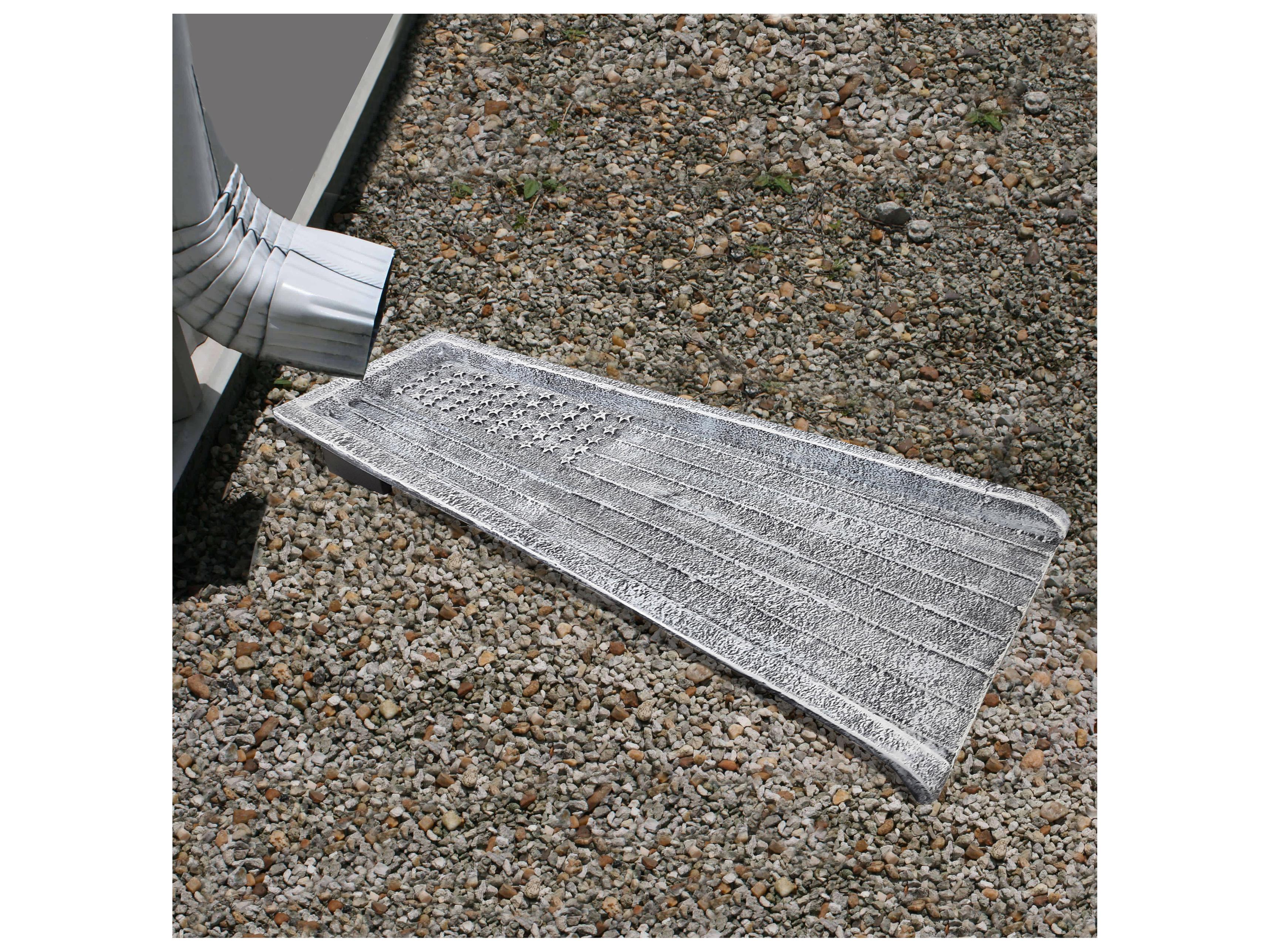 Oakland Living White USA Patriotic Flag Cast Aluminum Downspout Gutter 24'' Splash Block