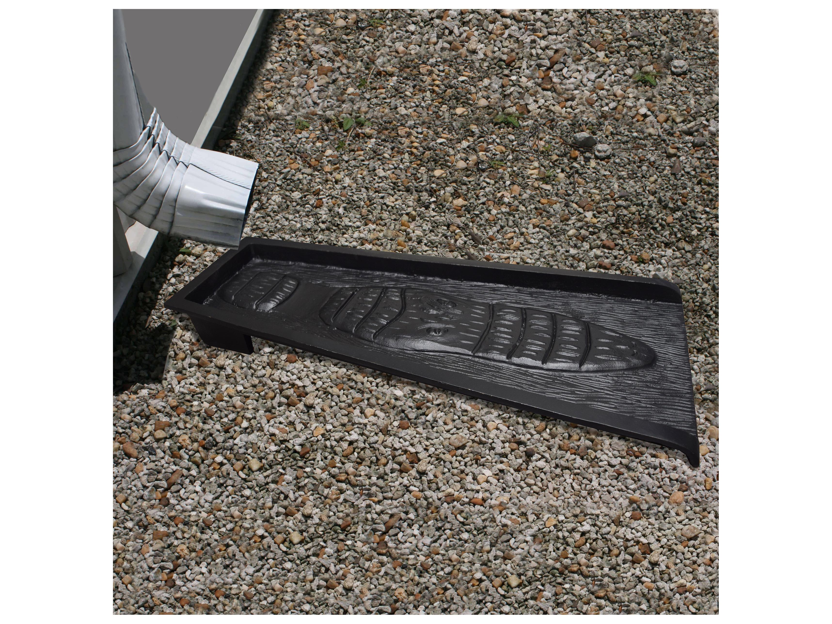 Oakland Living Black Alligator Crocodile Cast Aluminum Downspout Gutter 24'' Splash Block
