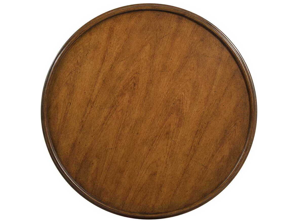 Oliver Home Liz Round Wood Rustic End Table