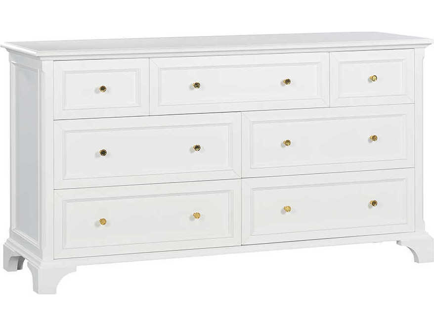 Oliver Home Lakewood 6-Drawers White Acacia Wood Double Dresser