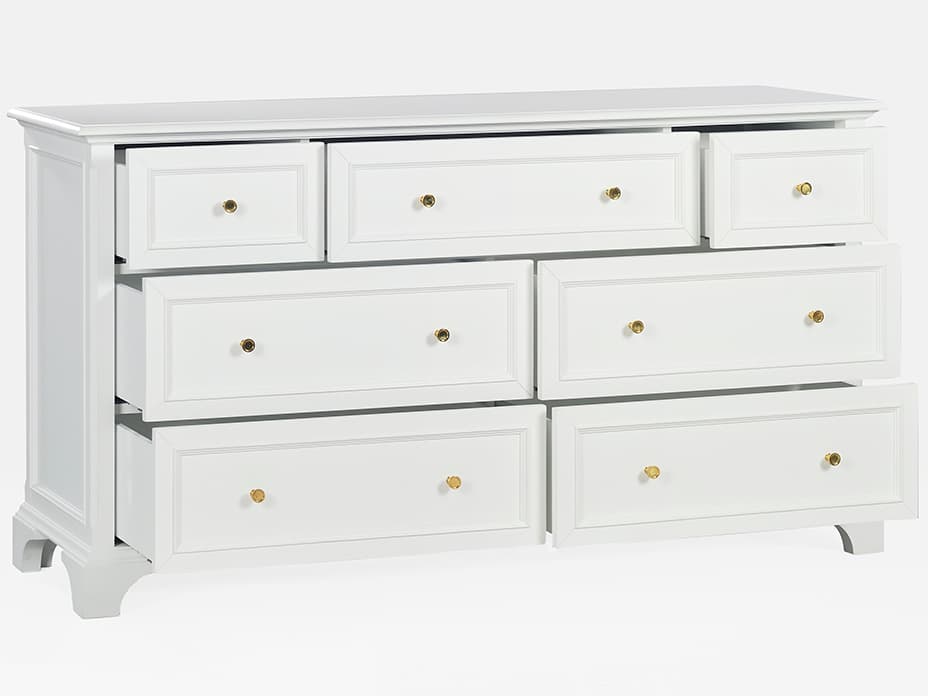 Oliver Home Lakewood 6-Drawers White Acacia Wood Double Dresser