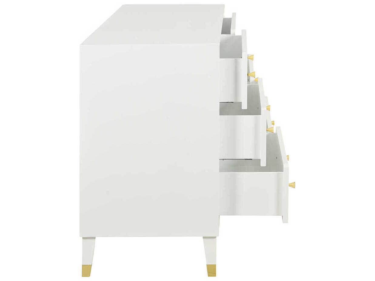 Oliver Home Beverly 6-Drawers White Acacia Wood Double Dresser