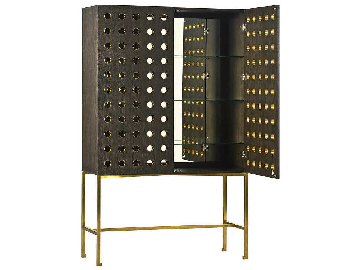 Oliver Home Kent Oak Wood Midnight Display Cabinet