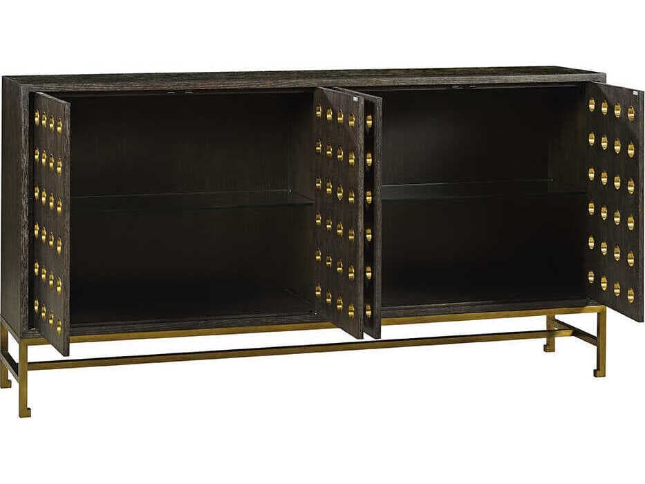 Oliver Home Kent 79" Oak Wood Midnight Sideboard