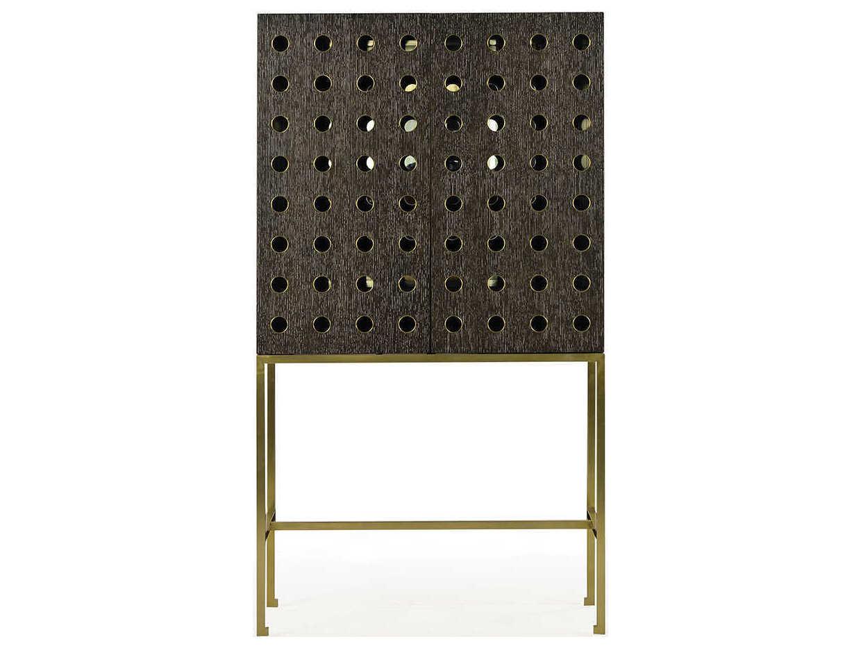 Oliver Home Kent Black Oak Wood Midnight Bar Cabinet