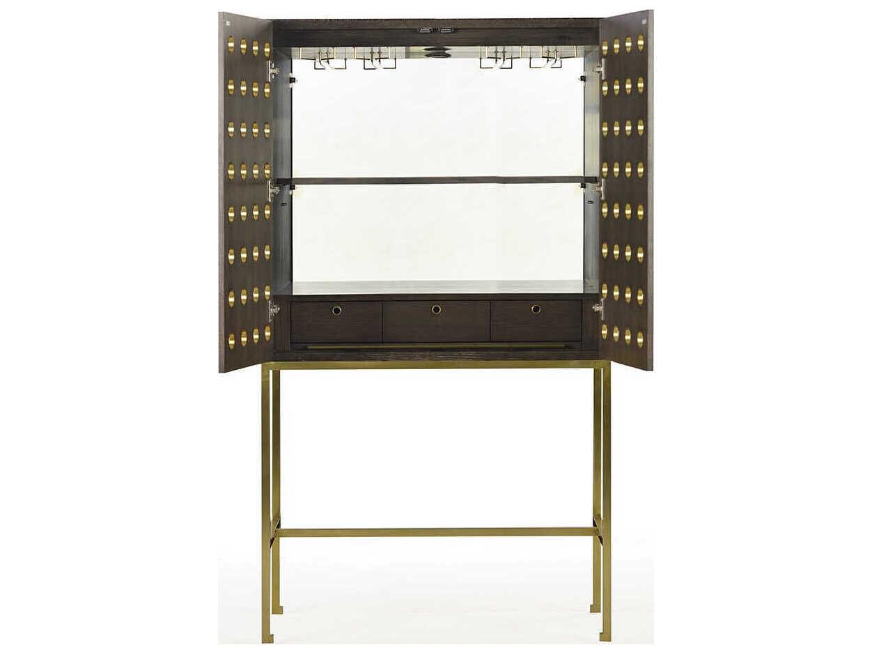 Oliver Home Kent Black Oak Wood Midnight Bar Cabinet