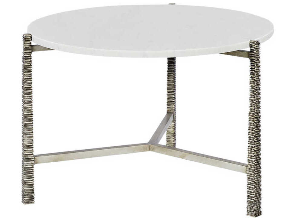 Oliver Home Cara Round Marble Silver Coffee Table
