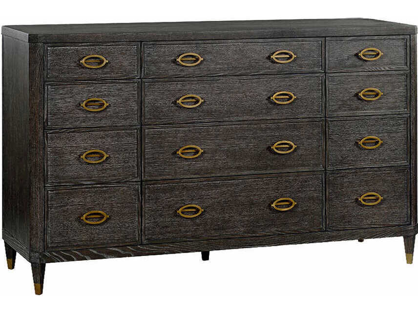 Oliver Home Conner Black Oak Wood Double Dresser