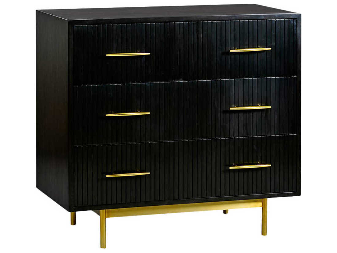 Oliver Home Reed Espresso Black Acacia Wood Accent Chest