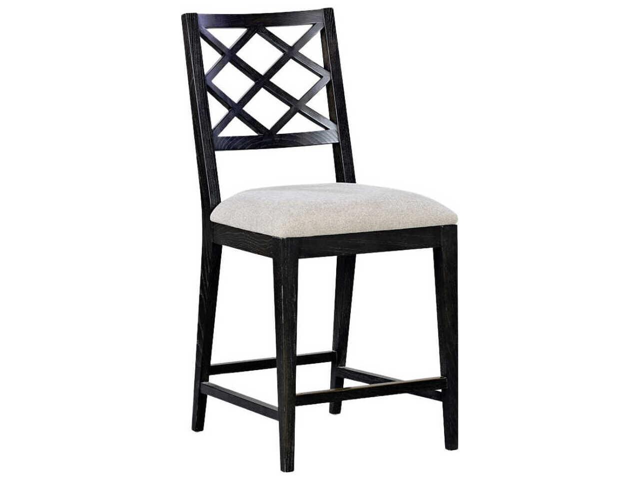 Oliver Home Diamond-II Midnight Upholstered Oak Wood Counter Stool