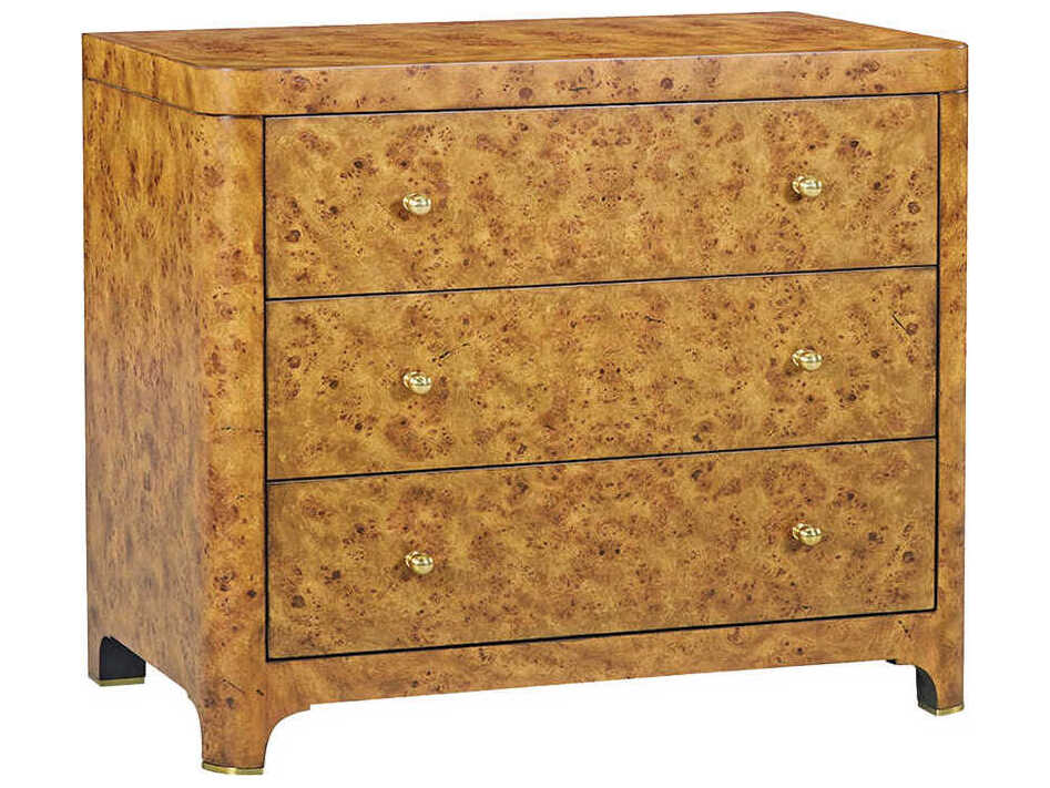 Oliver Home Roland 3-Drawers Brown Burlwood Nightstand