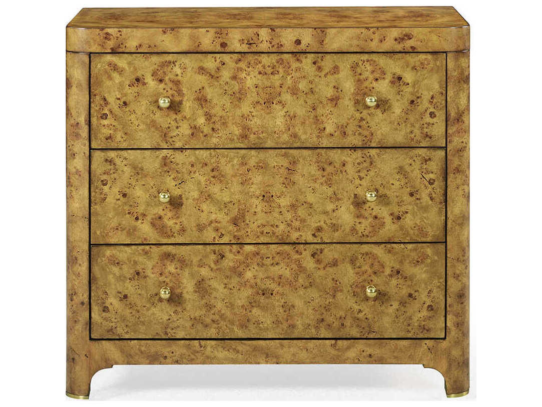 Oliver Home Roland 3-Drawers Brown Burlwood Nightstand