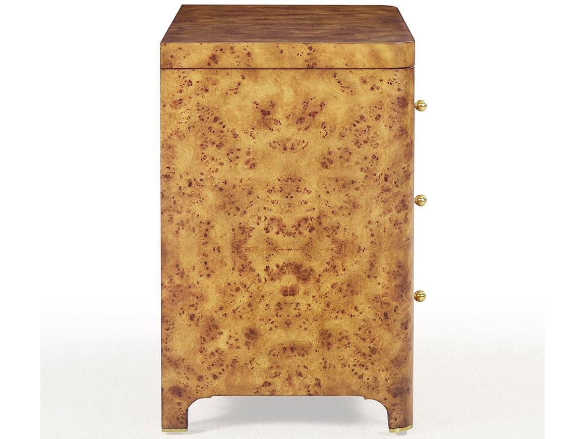 Oliver Home Roland 3-Drawers Brown Burlwood Nightstand