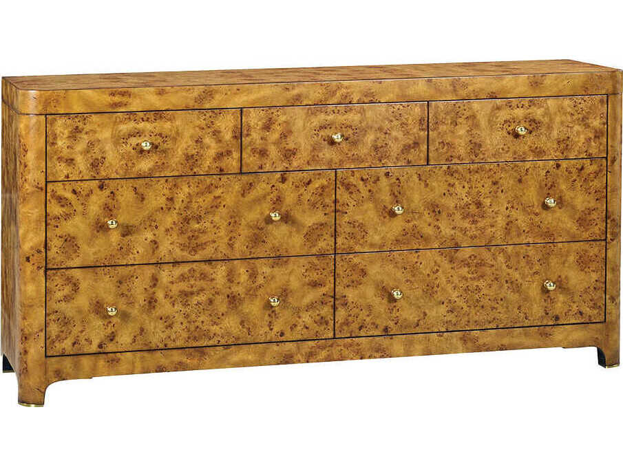 Oliver Home Roland 7-Drawers Brown Burlwood Double Dresser