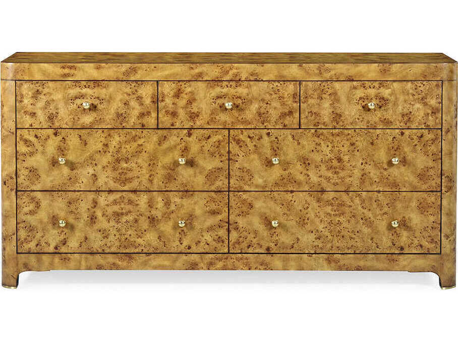 Oliver Home Roland 7-Drawers Brown Burlwood Double Dresser