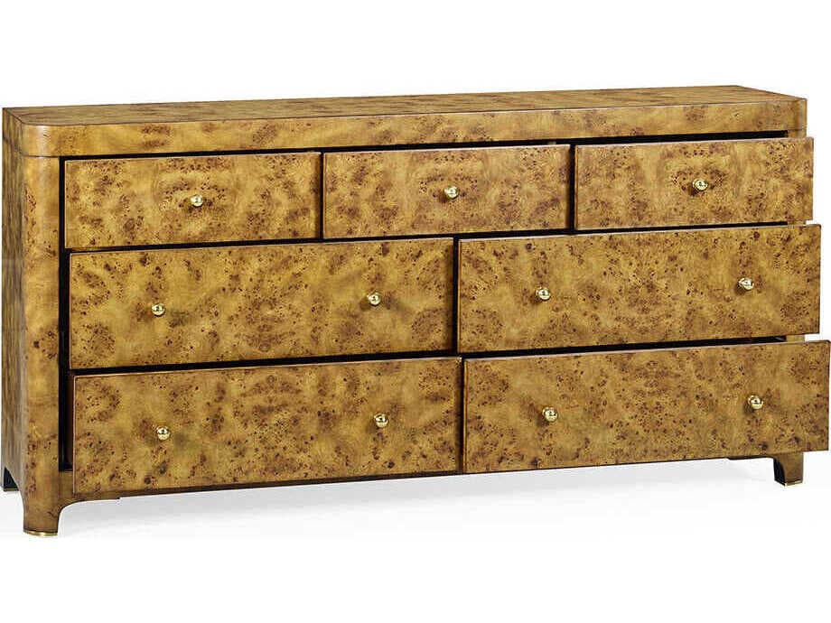 Oliver Home Roland 7-Drawers Brown Burlwood Double Dresser