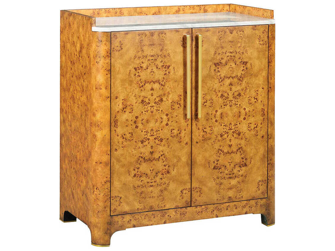 Oliver Home Syracuse Brown Burlwood Rustic Burl Bar Cabinet