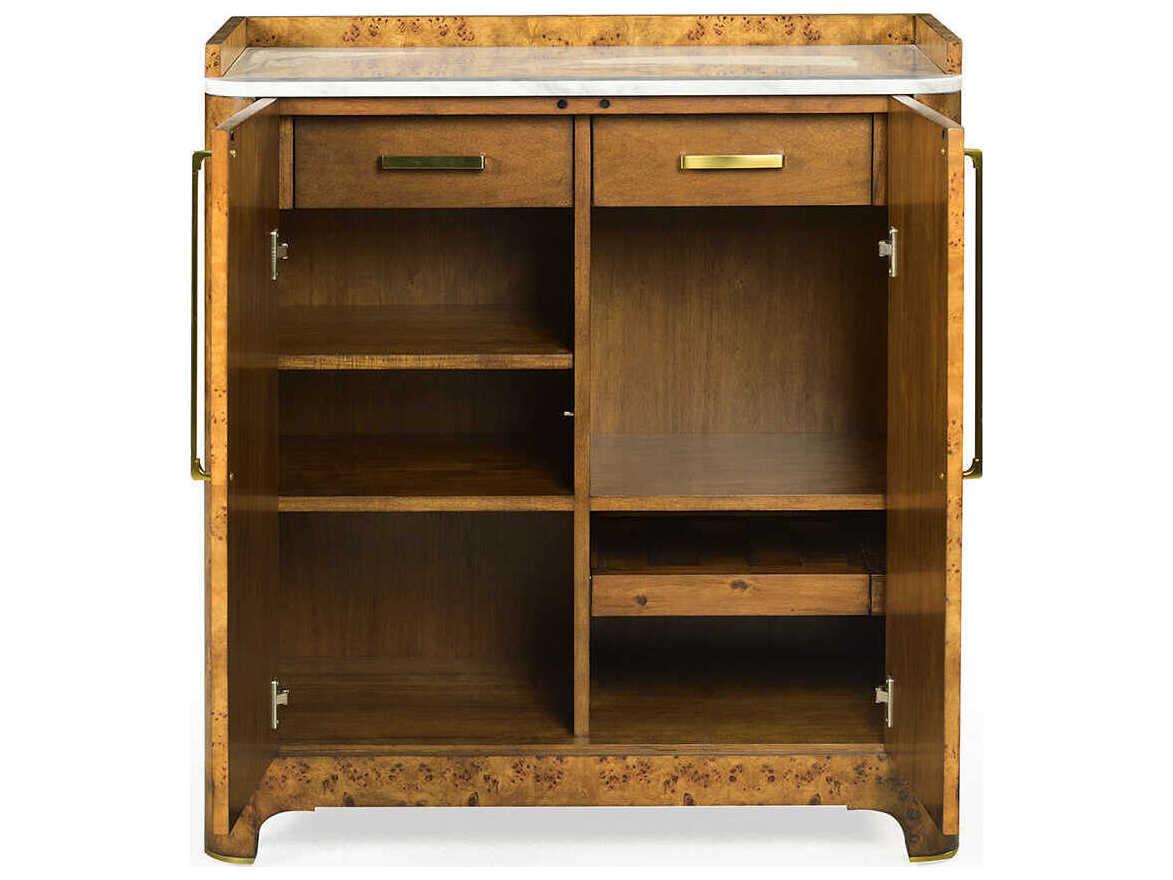 Oliver Home Syracuse Brown Burlwood Rustic Burl Bar Cabinet