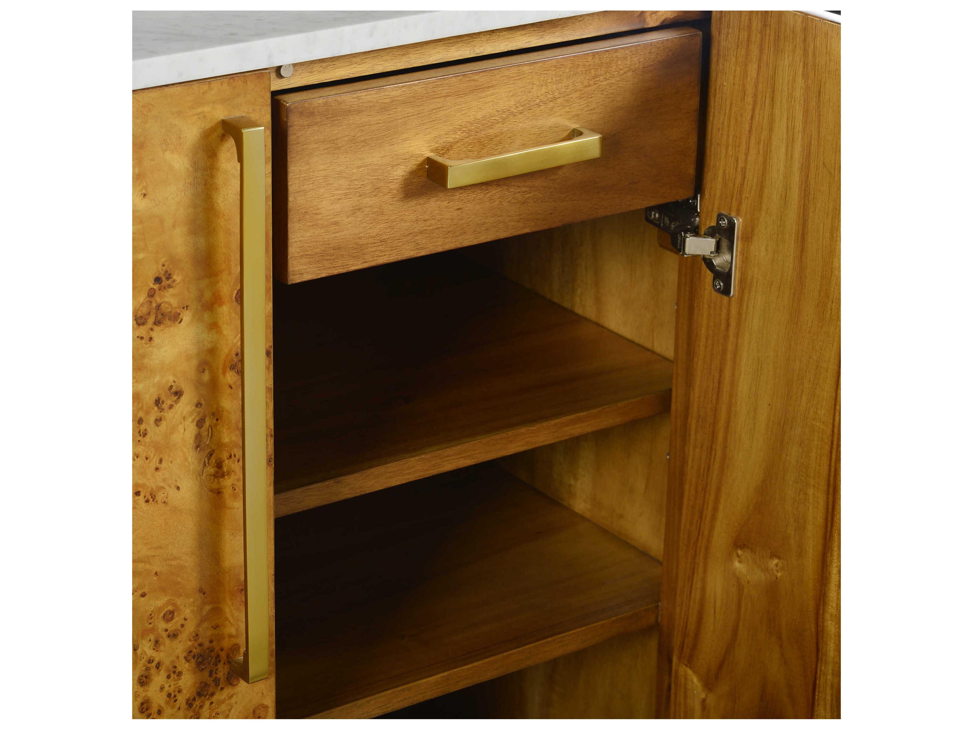 Oliver Home Syracuse Brown Burlwood Honey Burl Bar Cabinet