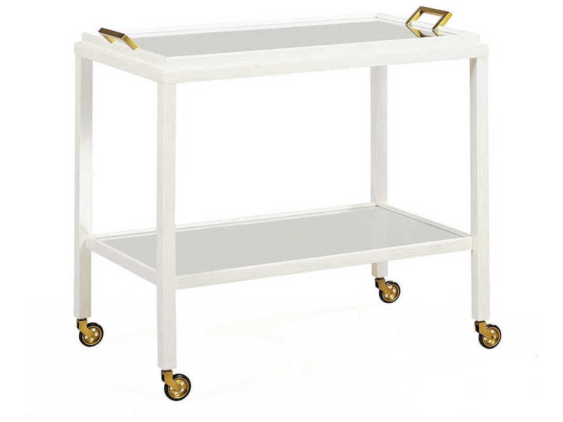 Oliver Home Alameda Wood White Drift Bar Cart