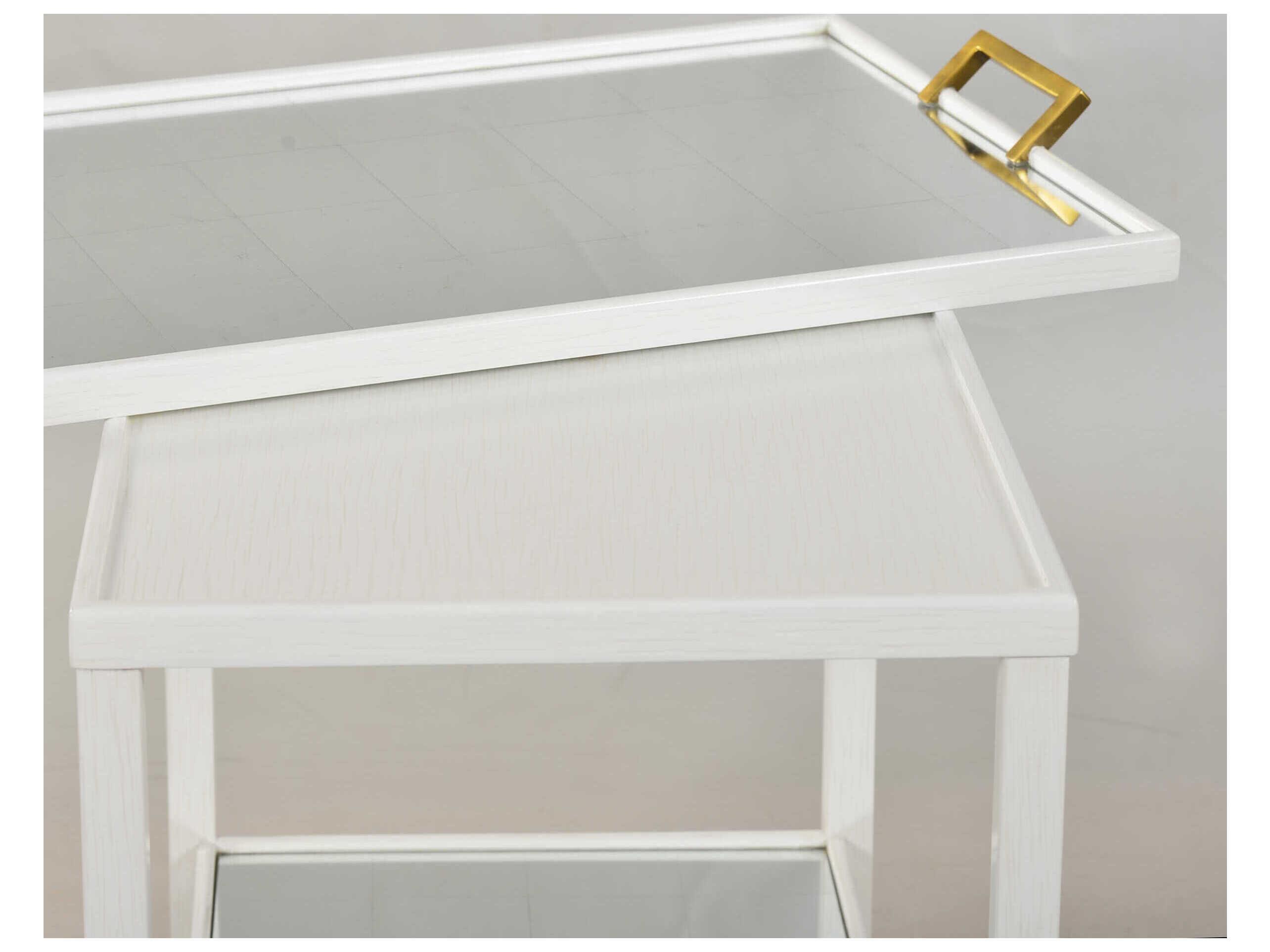 Oliver Home Alameda Wood White Drift Bar Cart