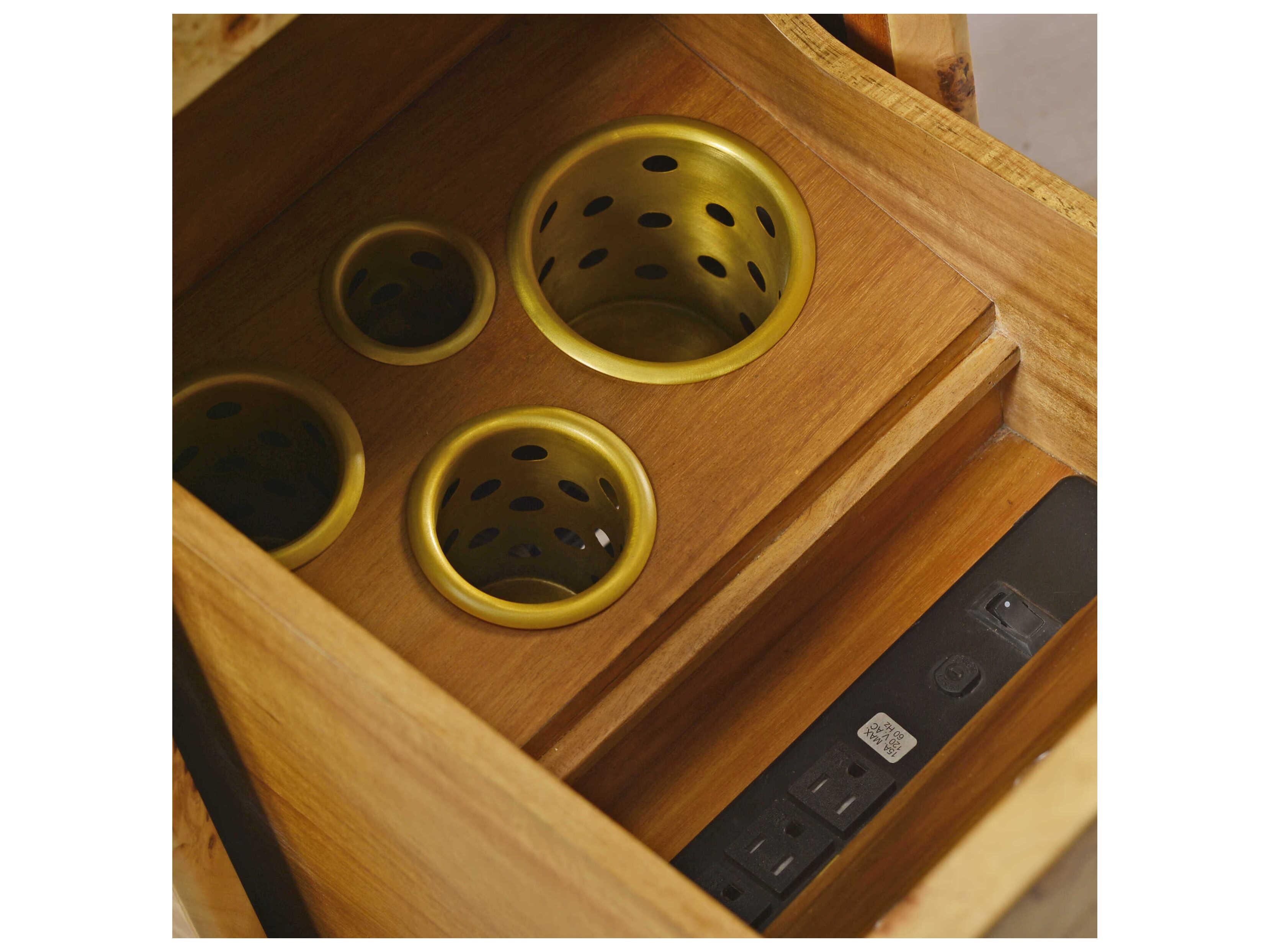 Oliver Home Roland Natural Burl Burlwood Vanity Table